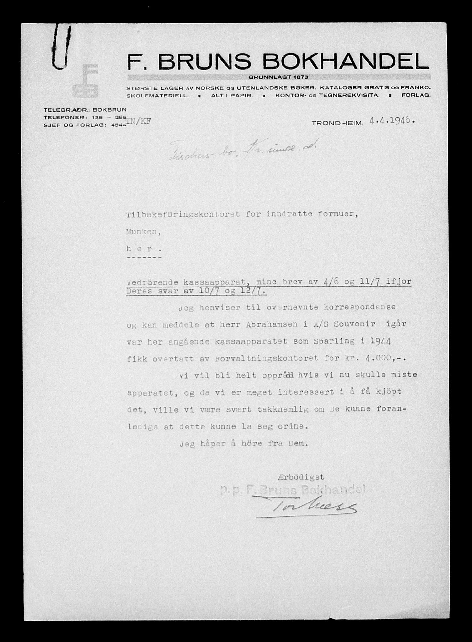 Justisdepartementet, Tilbakeføringskontoret for inndratte formuer, AV/RA-S-1564/H/Hc/Hcb/L0913: --, 1945-1947, p. 238