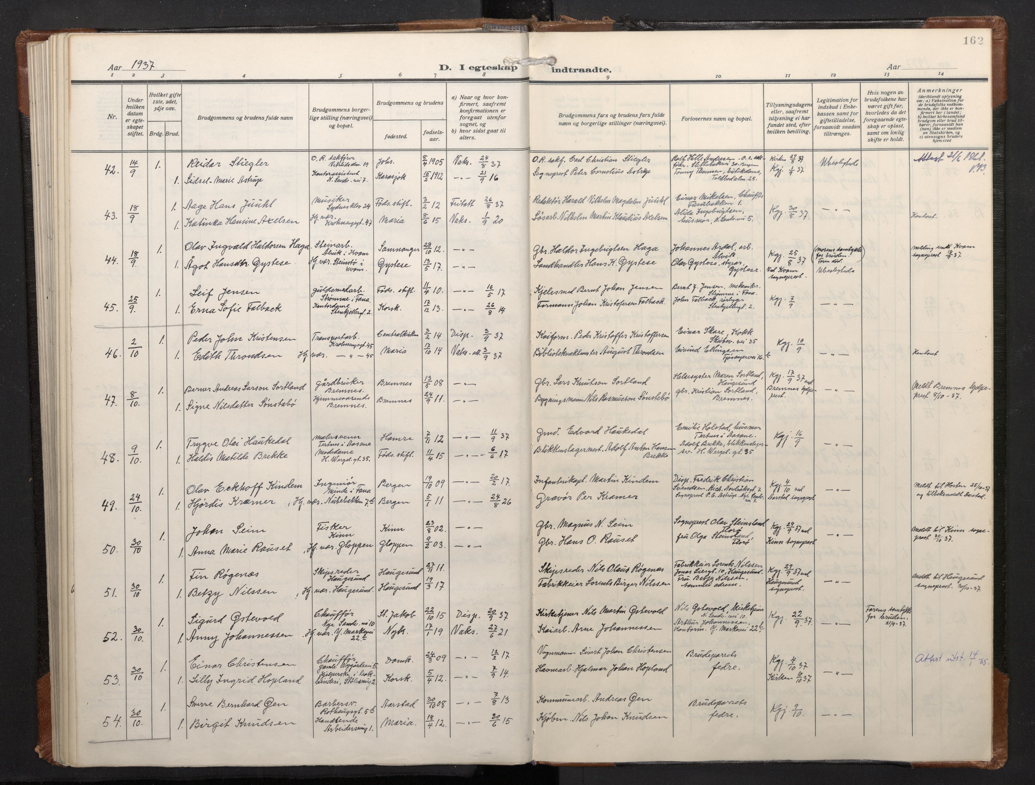 Mariakirken Sokneprestembete, SAB/A-76901/H/Haa/L0016: Parish register (official) no. C 4, 1927-1938, p. 161b-162a