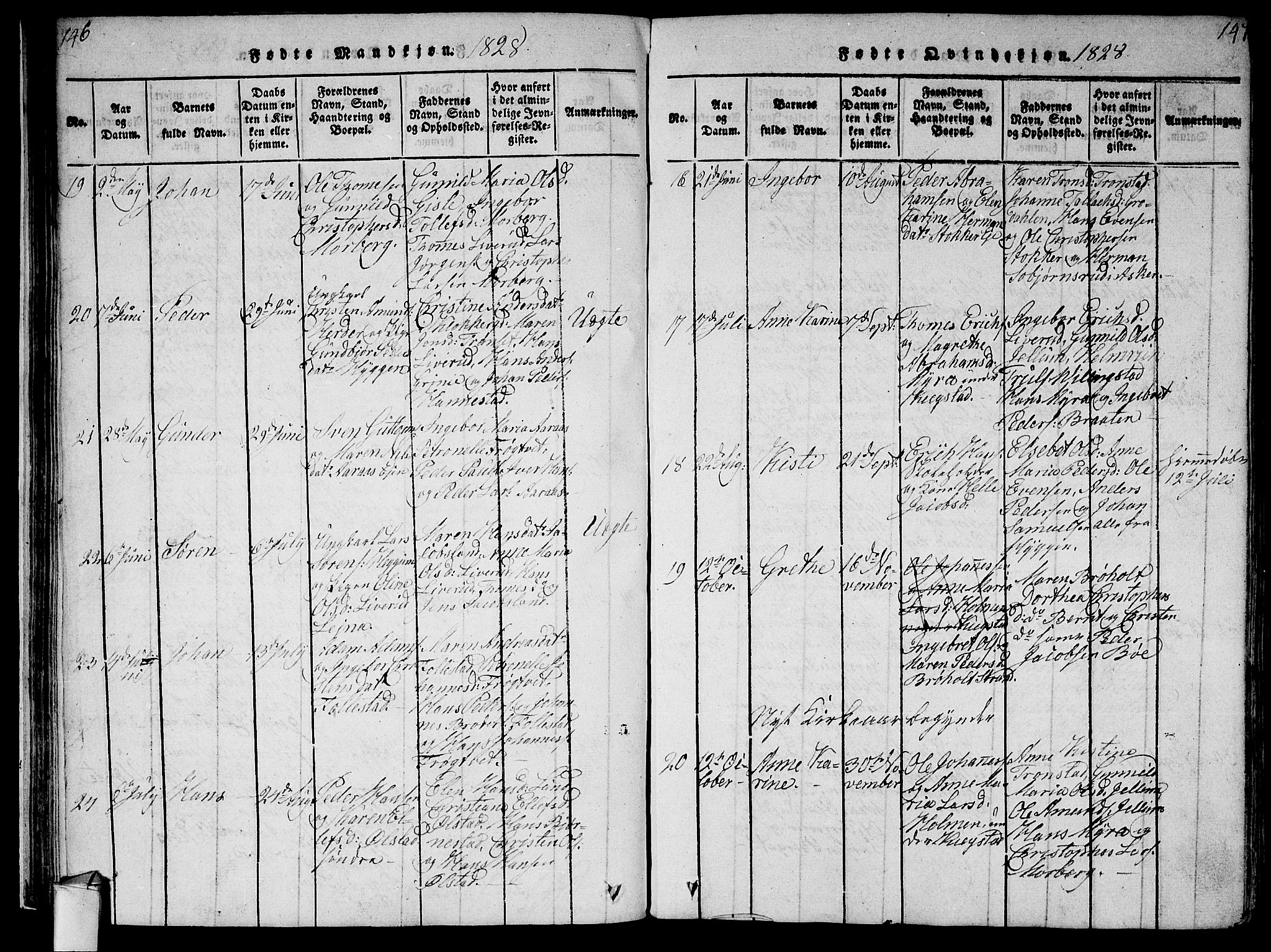 Røyken kirkebøker, AV/SAKO-A-241/F/Fa/L0004: Parish register (official) no. 4, 1814-1832, p. 146-147