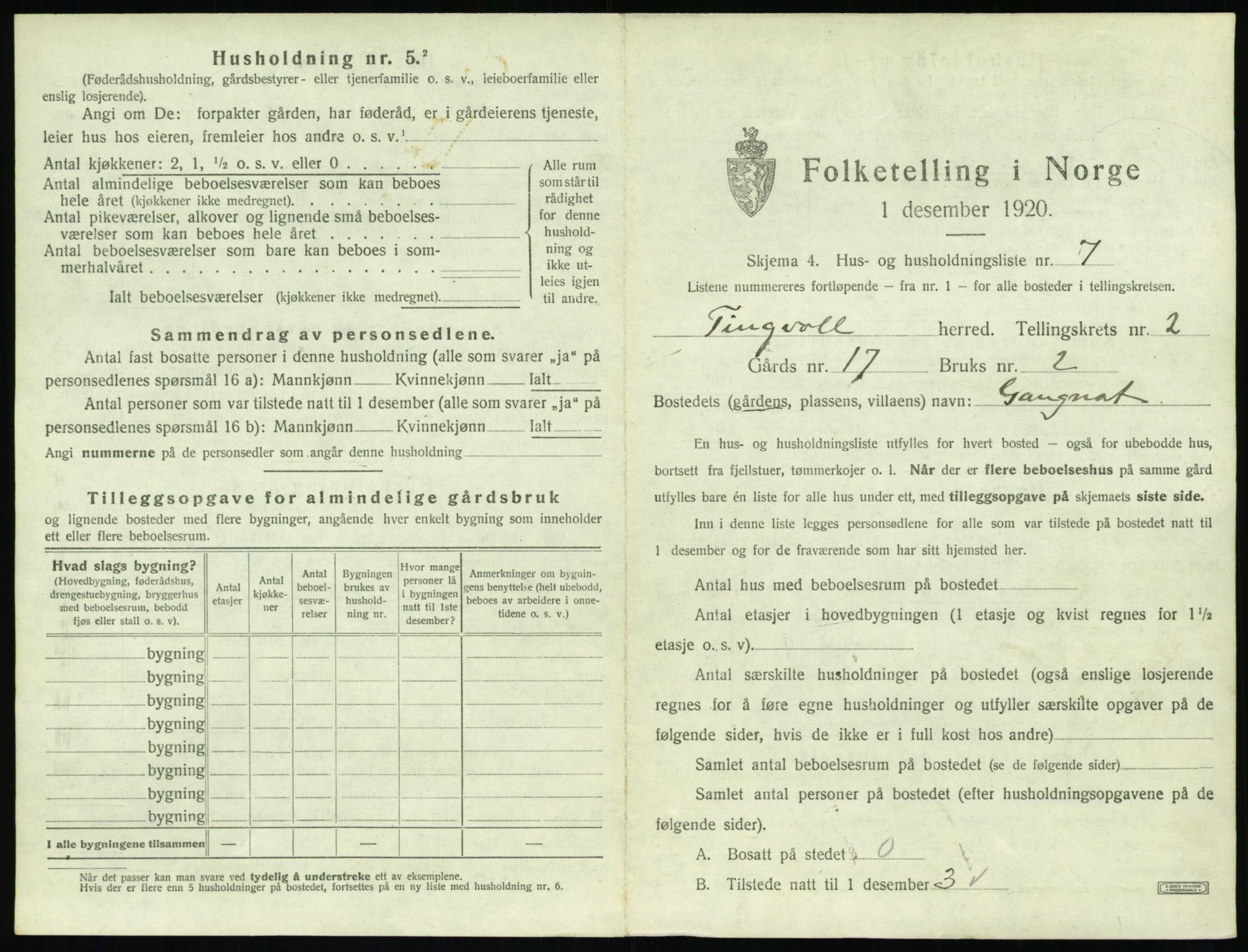 SAT, 1920 census for Tingvoll, 1920, p. 90