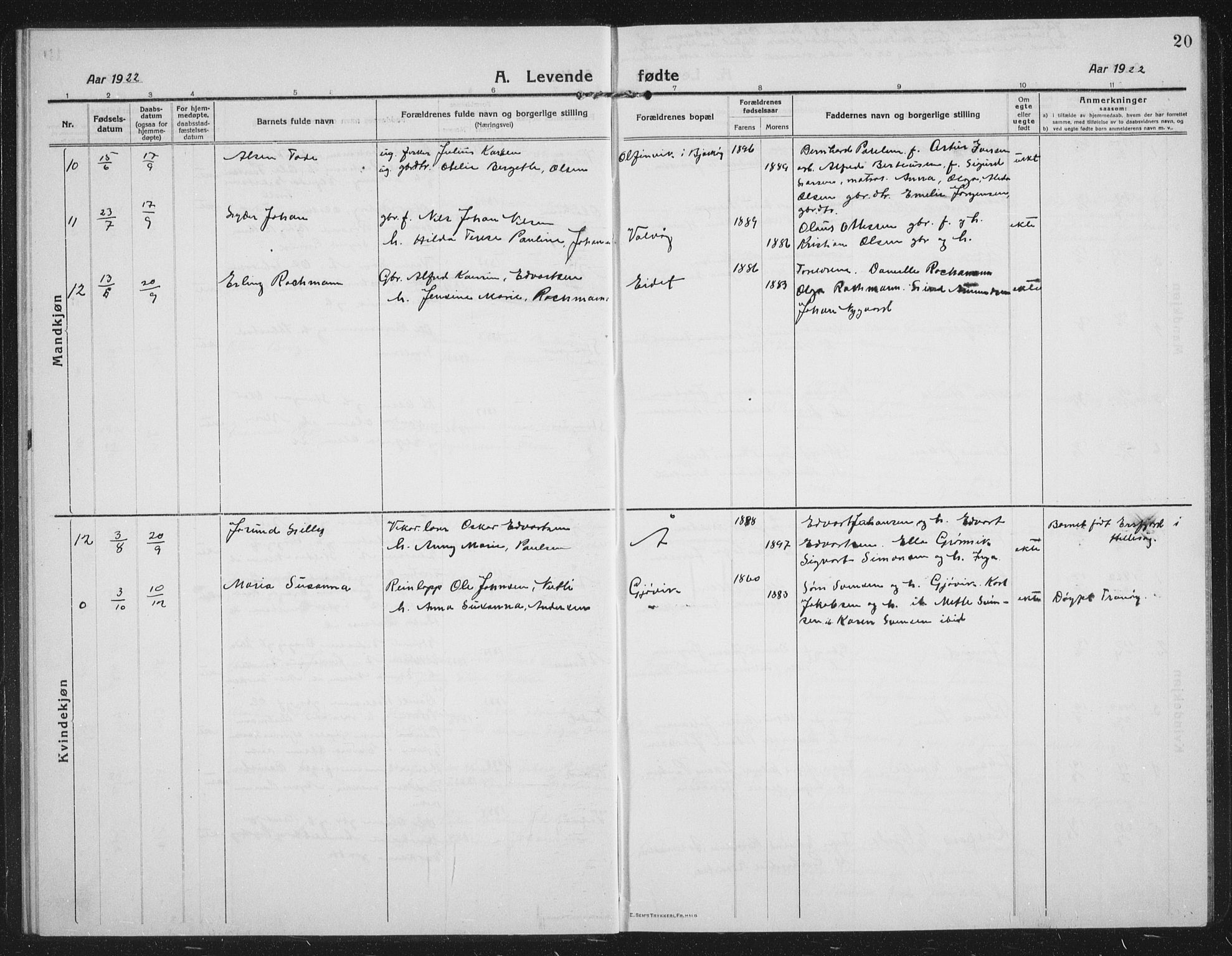 Tranøy sokneprestkontor, SATØ/S-1313/I/Ia/Iab/L0019klokker: Parish register (copy) no. 19, 1914-1940, p. 20