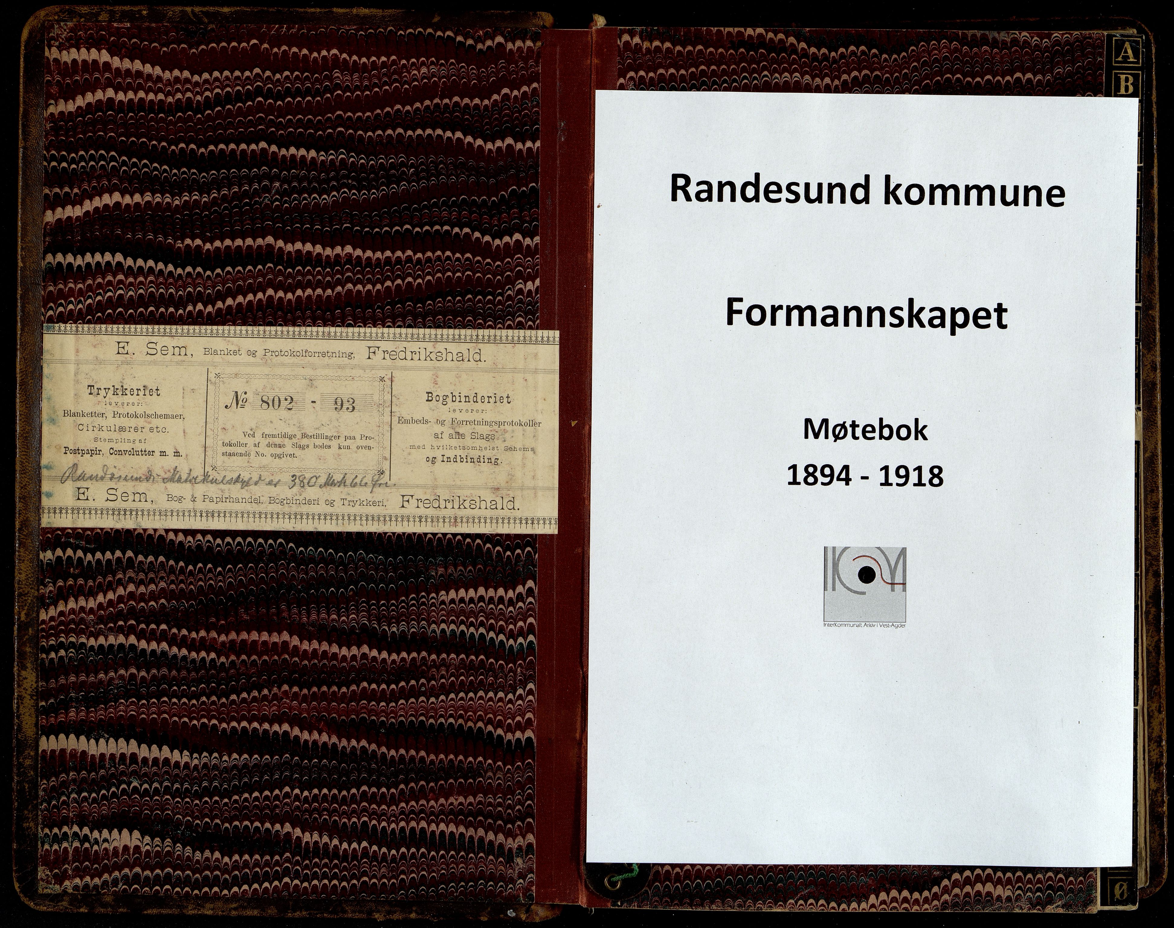 Randesund kommune - Formannskapet, ARKSOR/1001RA120/A/L0001: Møtebok (d), 1894-1918