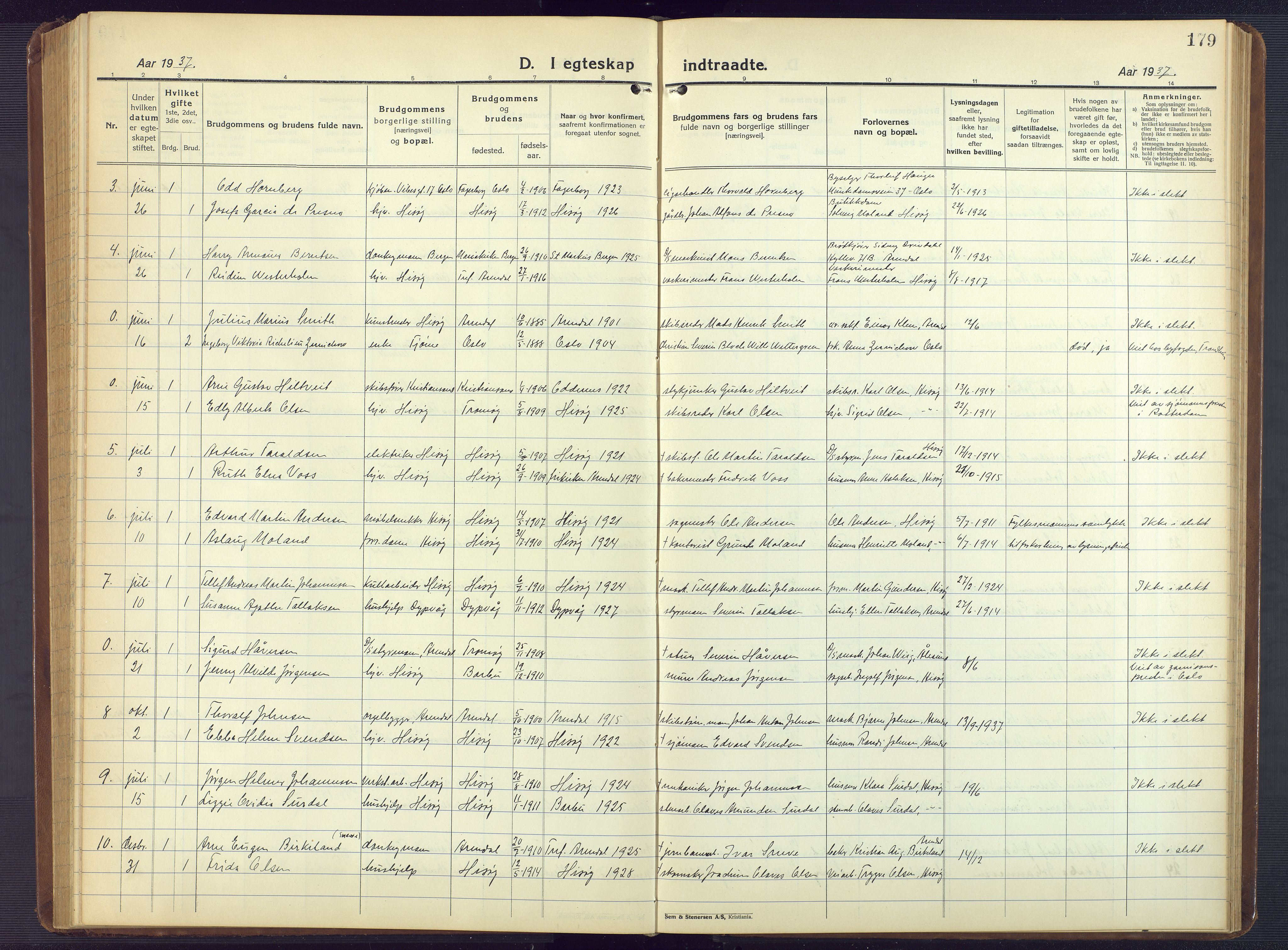 Hisøy sokneprestkontor, AV/SAK-1111-0020/F/Fb/L0005: Parish register (copy) no. B 5, 1924-1946, p. 179