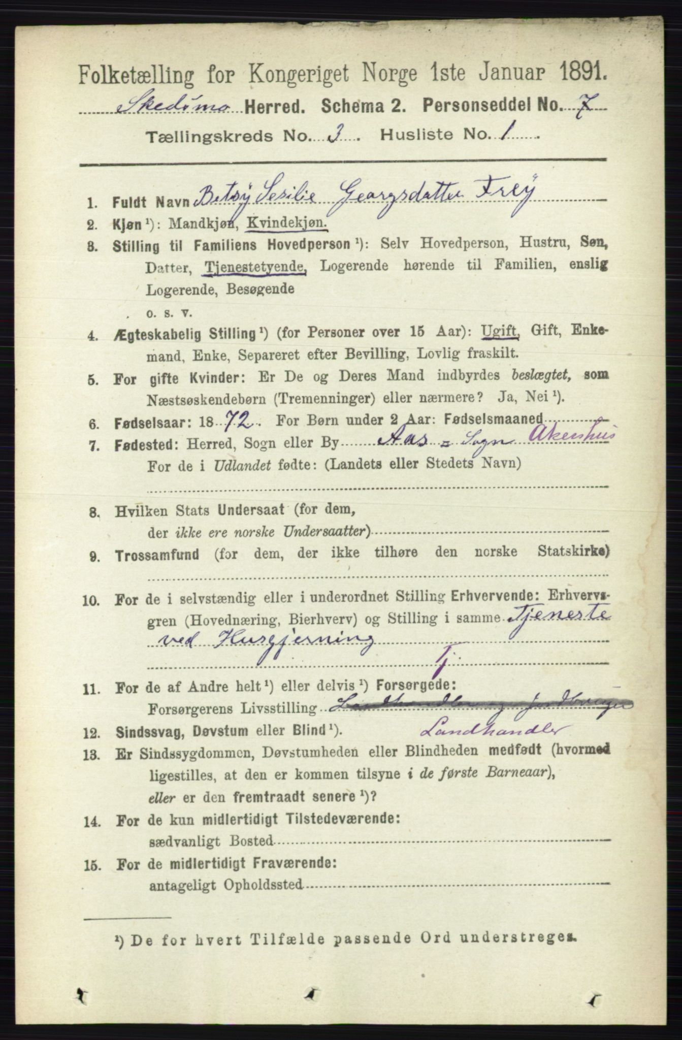 RA, 1891 census for 0231 Skedsmo, 1891, p. 1310