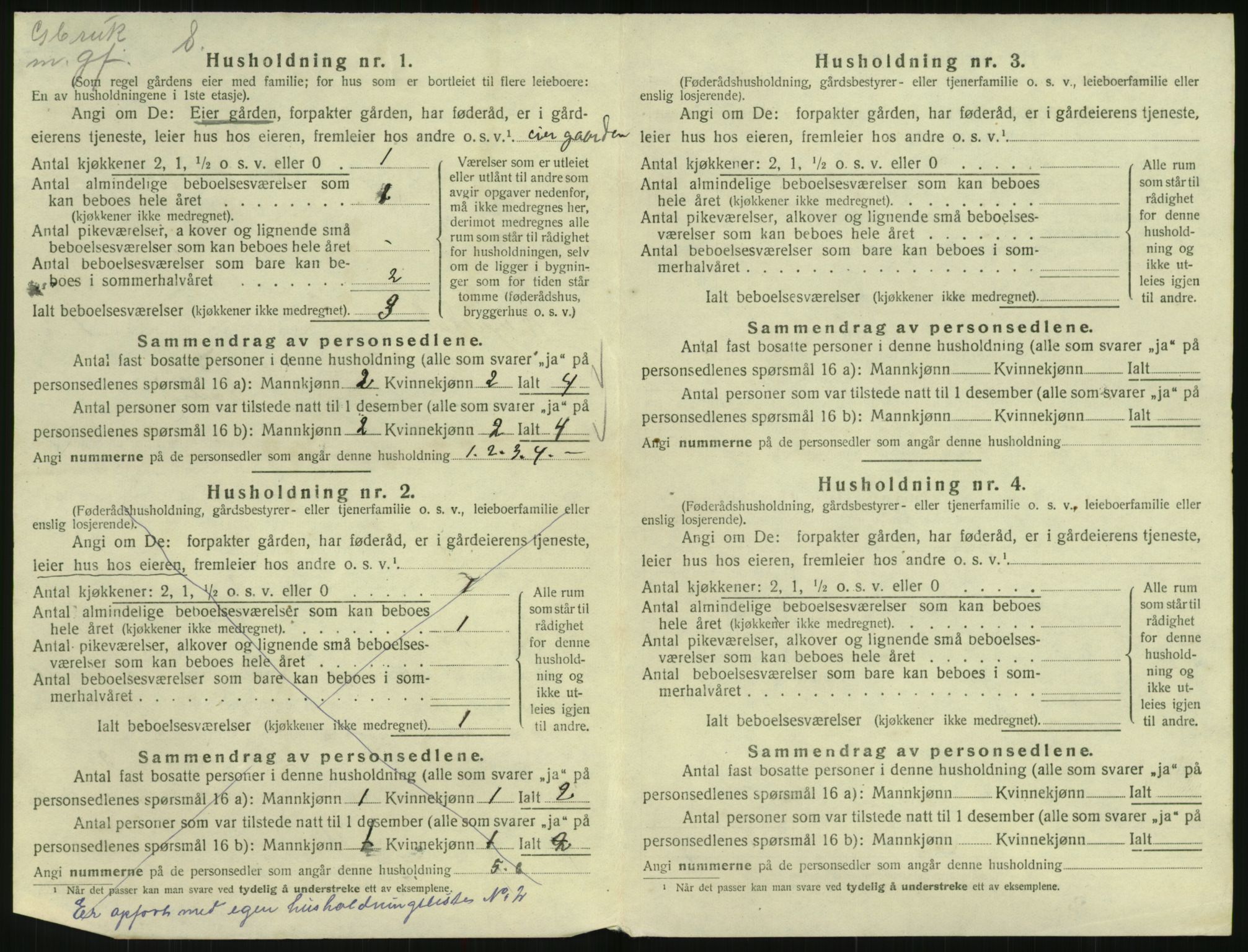 SAK, 1920 census for Vegusdal, 1920, p. 274