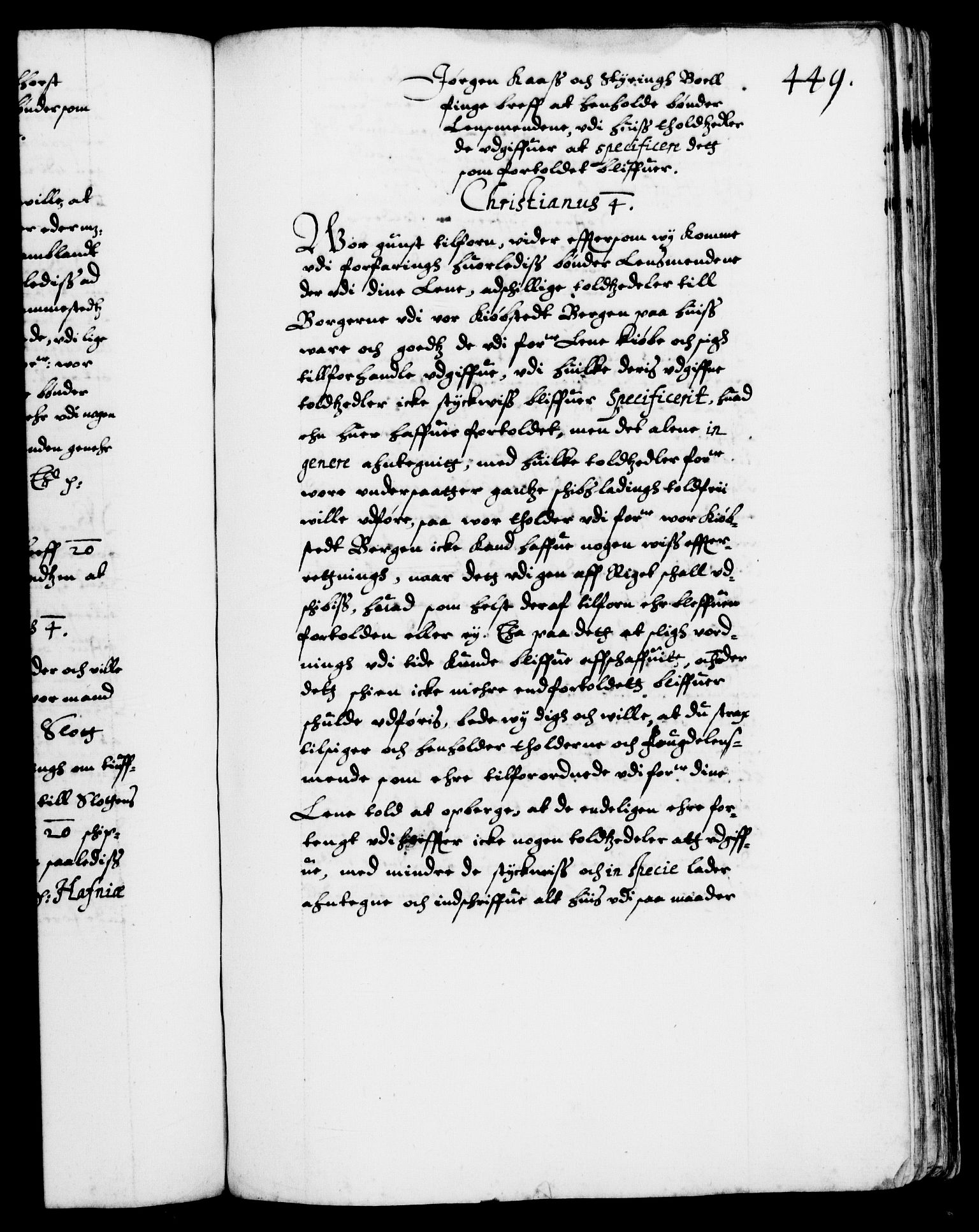 Danske Kanselli 1572-1799, RA/EA-3023/F/Fc/Fca/Fcab/L0003: Norske tegnelser (mikrofilm), 1596-1616, p. 449a