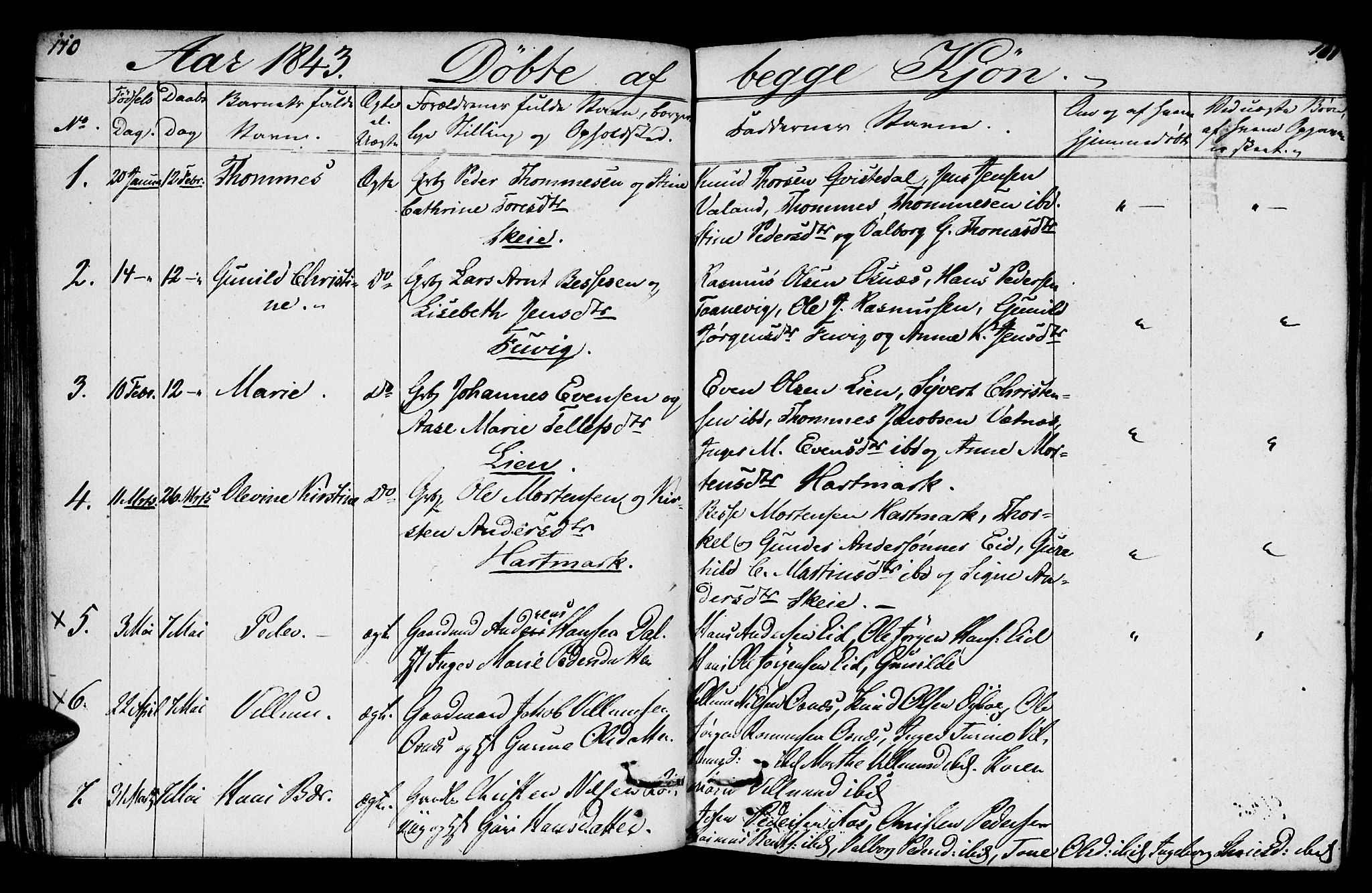 Mandal sokneprestkontor, SAK/1111-0030/F/Fb/Fbb/L0001: Parish register (copy) no. B 1, 1802-1846, p. 110-111