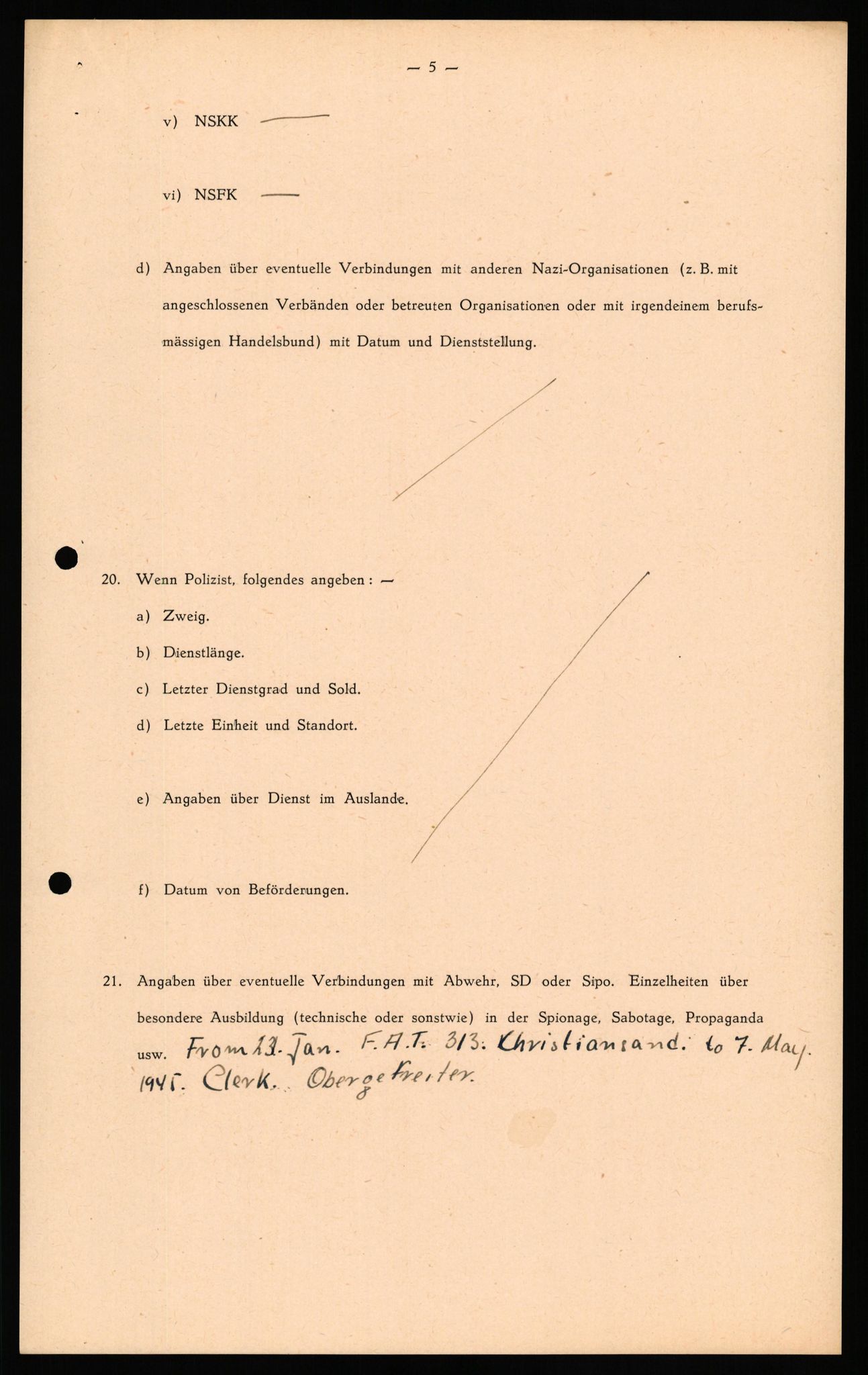 Forsvaret, Forsvarets overkommando II, AV/RA-RAFA-3915/D/Db/L0039: CI Questionaires. Tyske okkupasjonsstyrker i Norge. Østerrikere., 1945-1946, p. 336