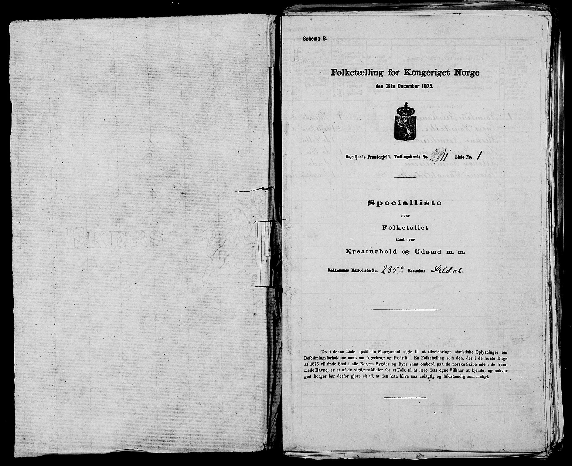 SAST, 1875 census for 1128P Høgsfjord, 1875, p. 890