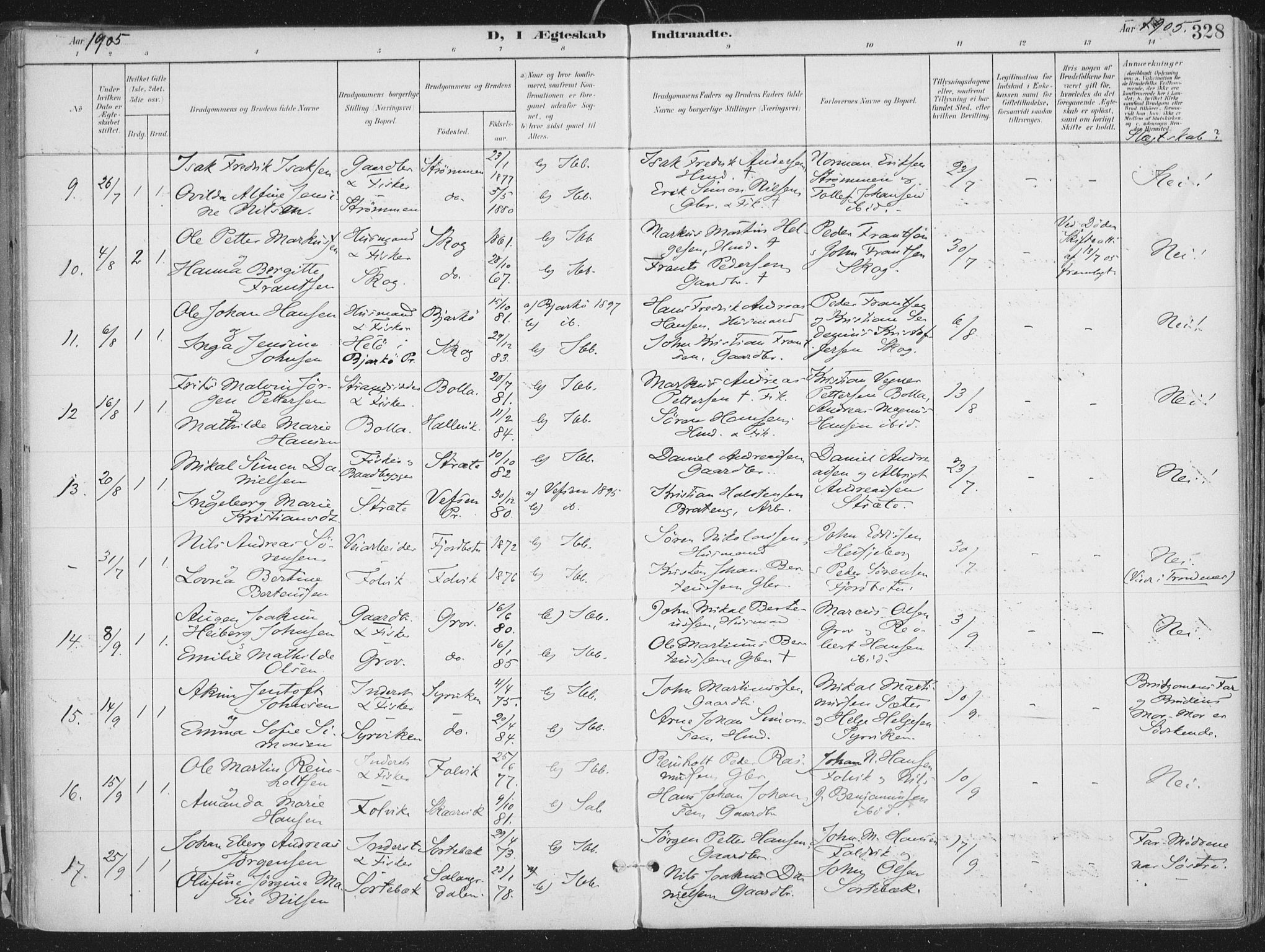 Ibestad sokneprestembete, SATØ/S-0077/H/Ha/Haa/L0017kirke: Parish register (official) no. 17, 1901-1914, p. 328