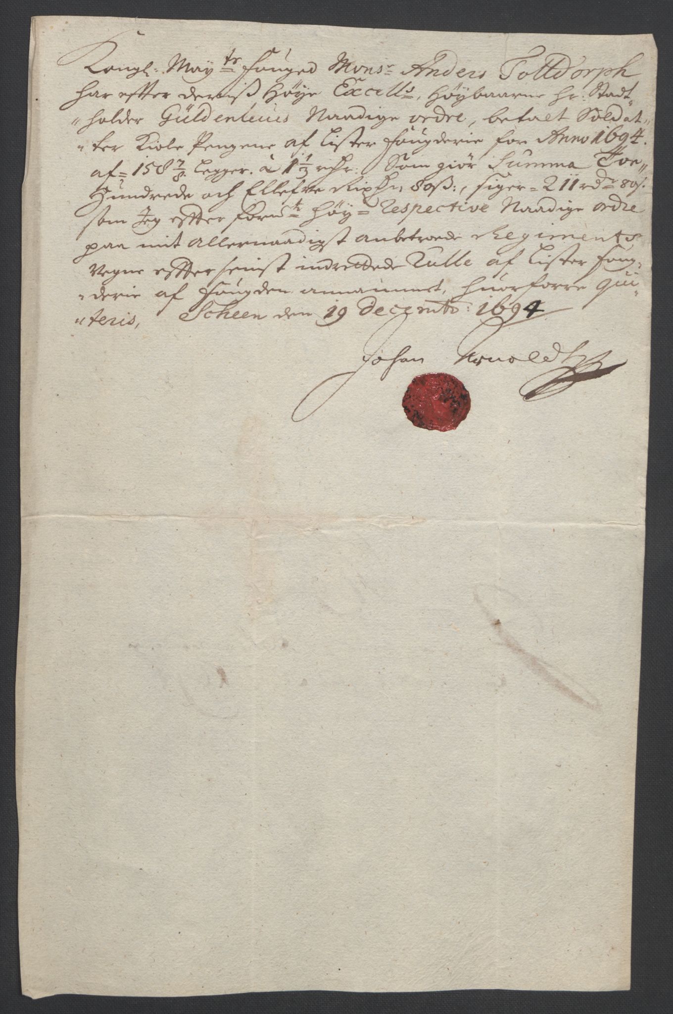 Rentekammeret inntil 1814, Reviderte regnskaper, Fogderegnskap, AV/RA-EA-4092/R43/L2545: Fogderegnskap Lista og Mandal, 1694-1695, p. 189