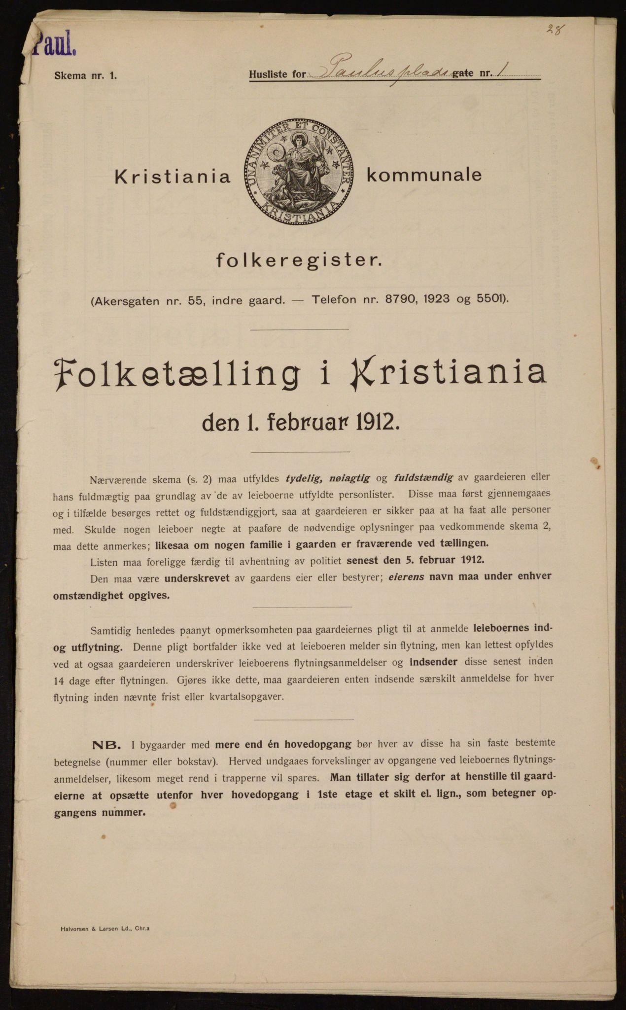 OBA, Municipal Census 1912 for Kristiania, 1912, p. 79122