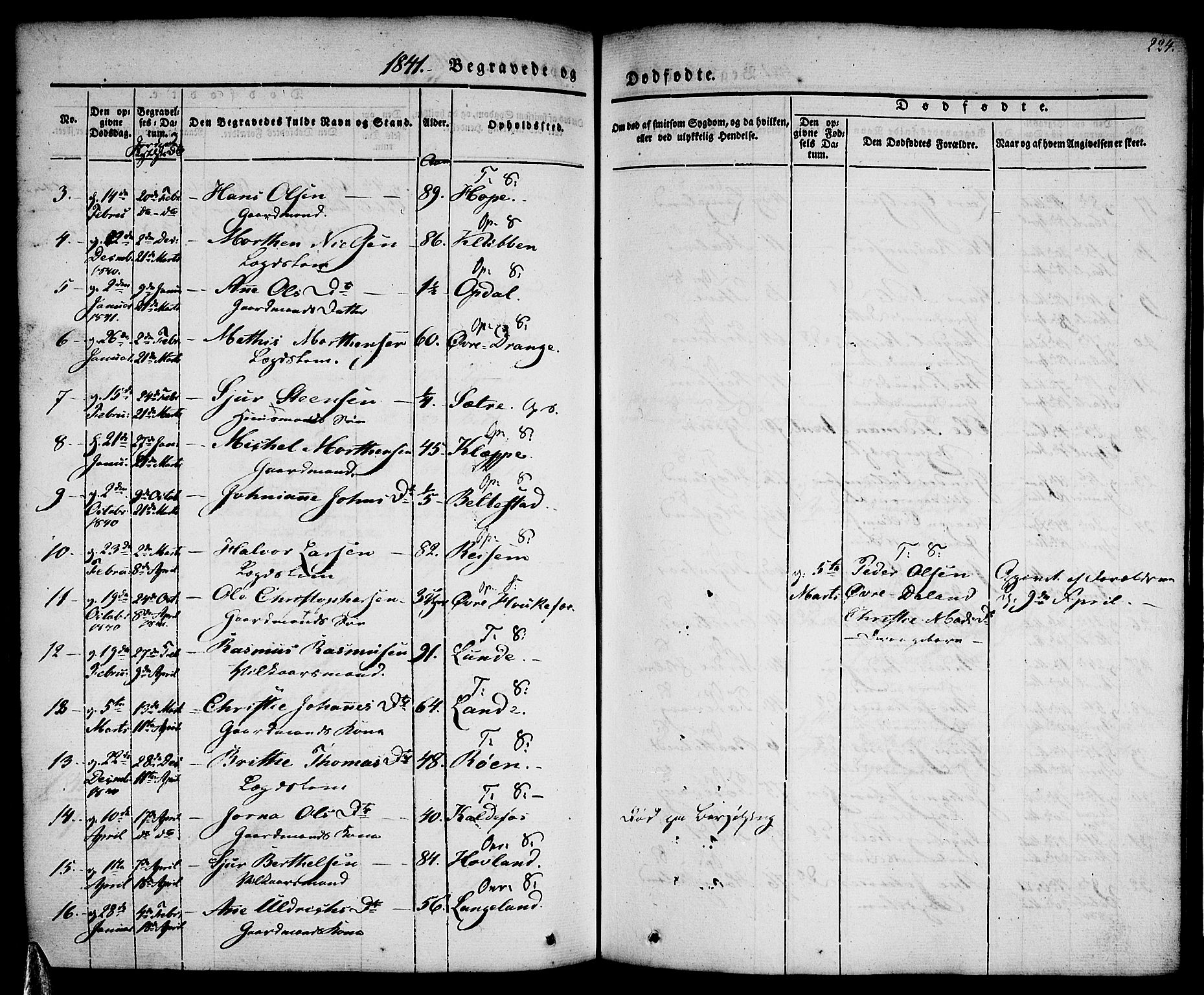 Tysnes sokneprestembete, SAB/A-78601/H/Haa: Parish register (official) no. A 9, 1837-1848, p. 224