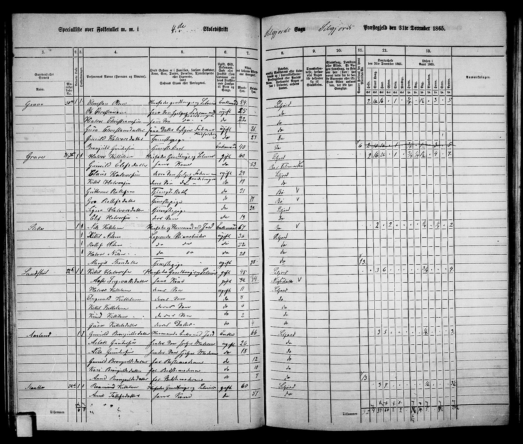 RA, 1865 census for Seljord, 1865, p. 72