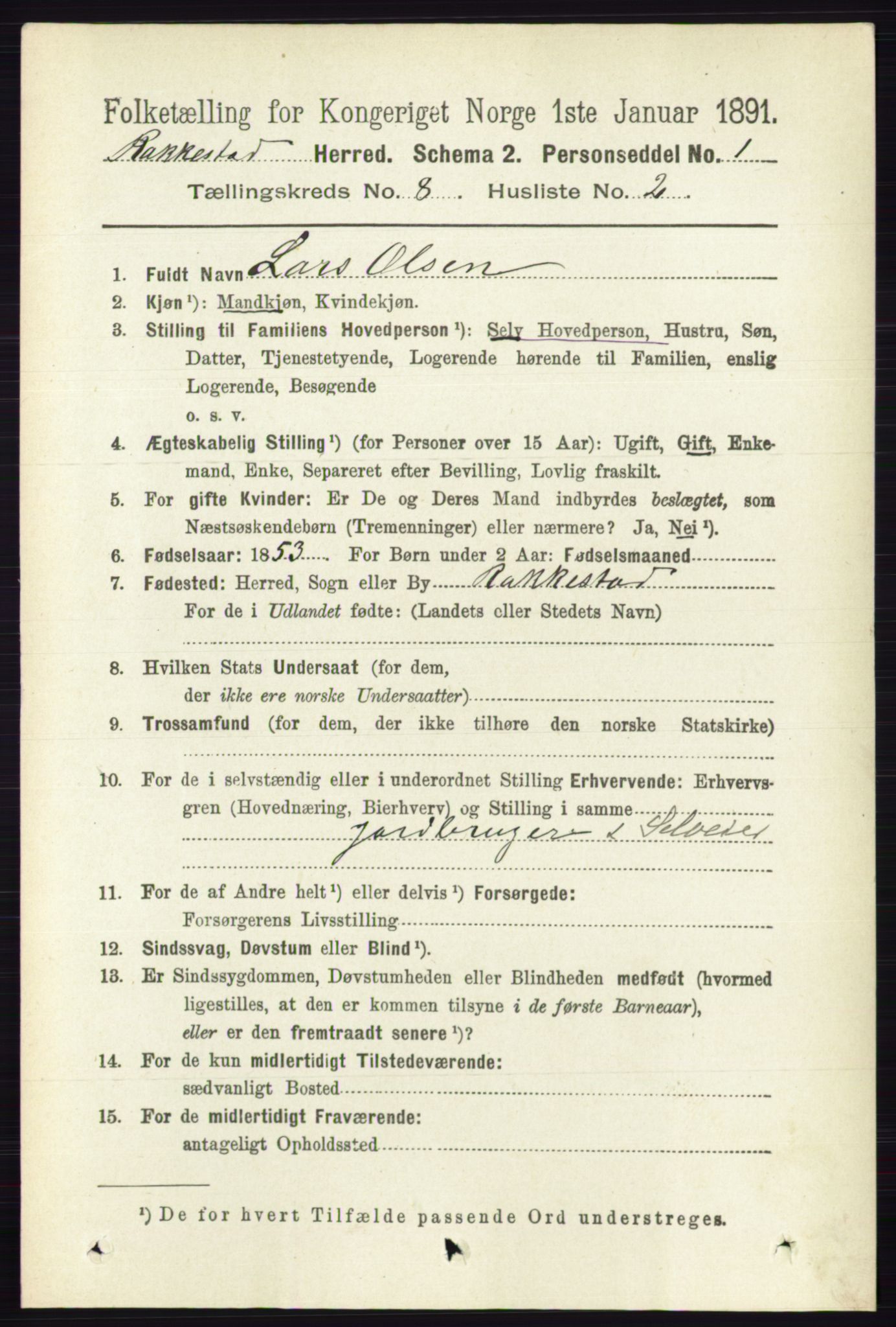 RA, 1891 census for 0128 Rakkestad, 1891, p. 3635