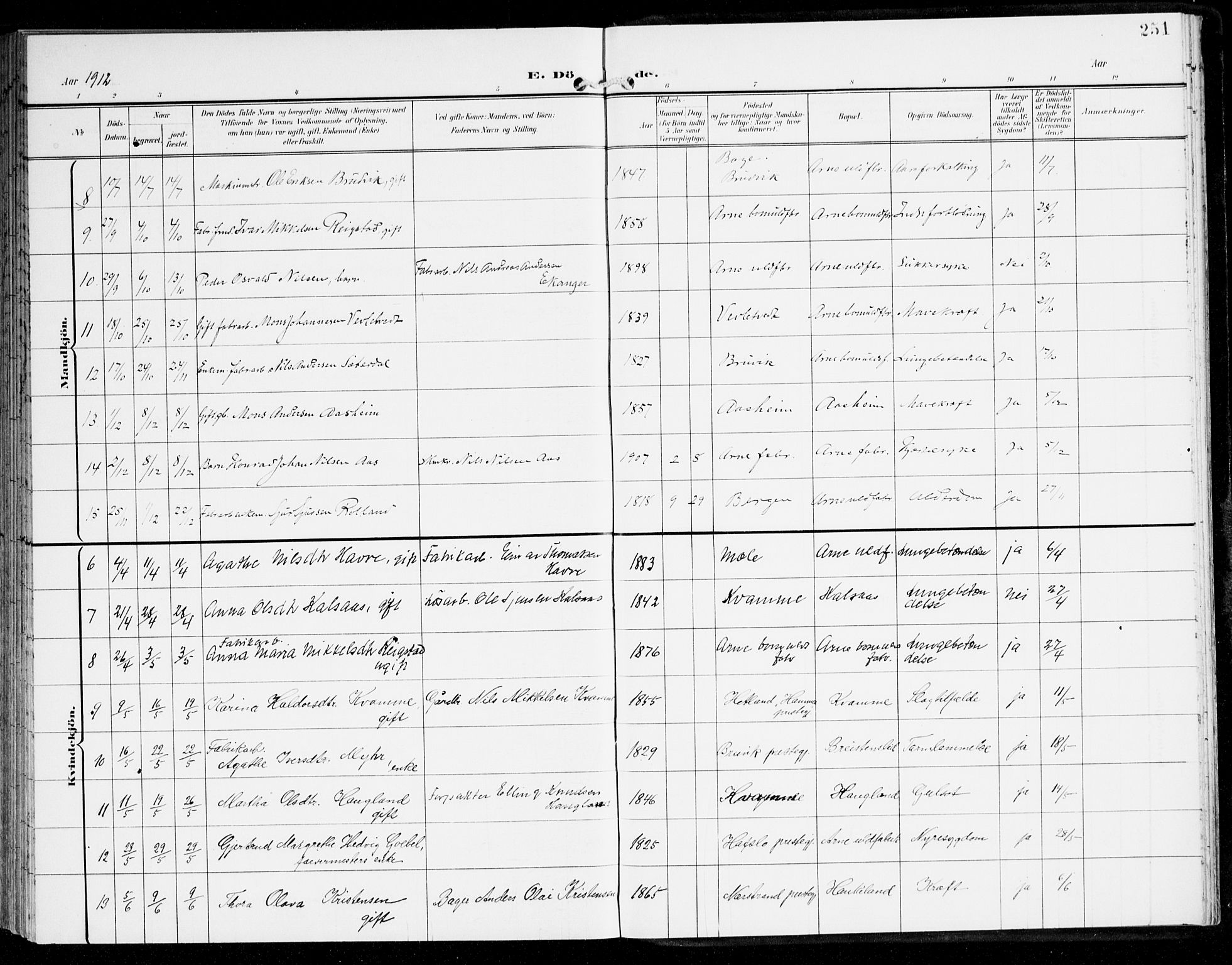 Haus sokneprestembete, AV/SAB-A-75601/H/Haa: Parish register (official) no. D 2, 1899-1912, p. 251