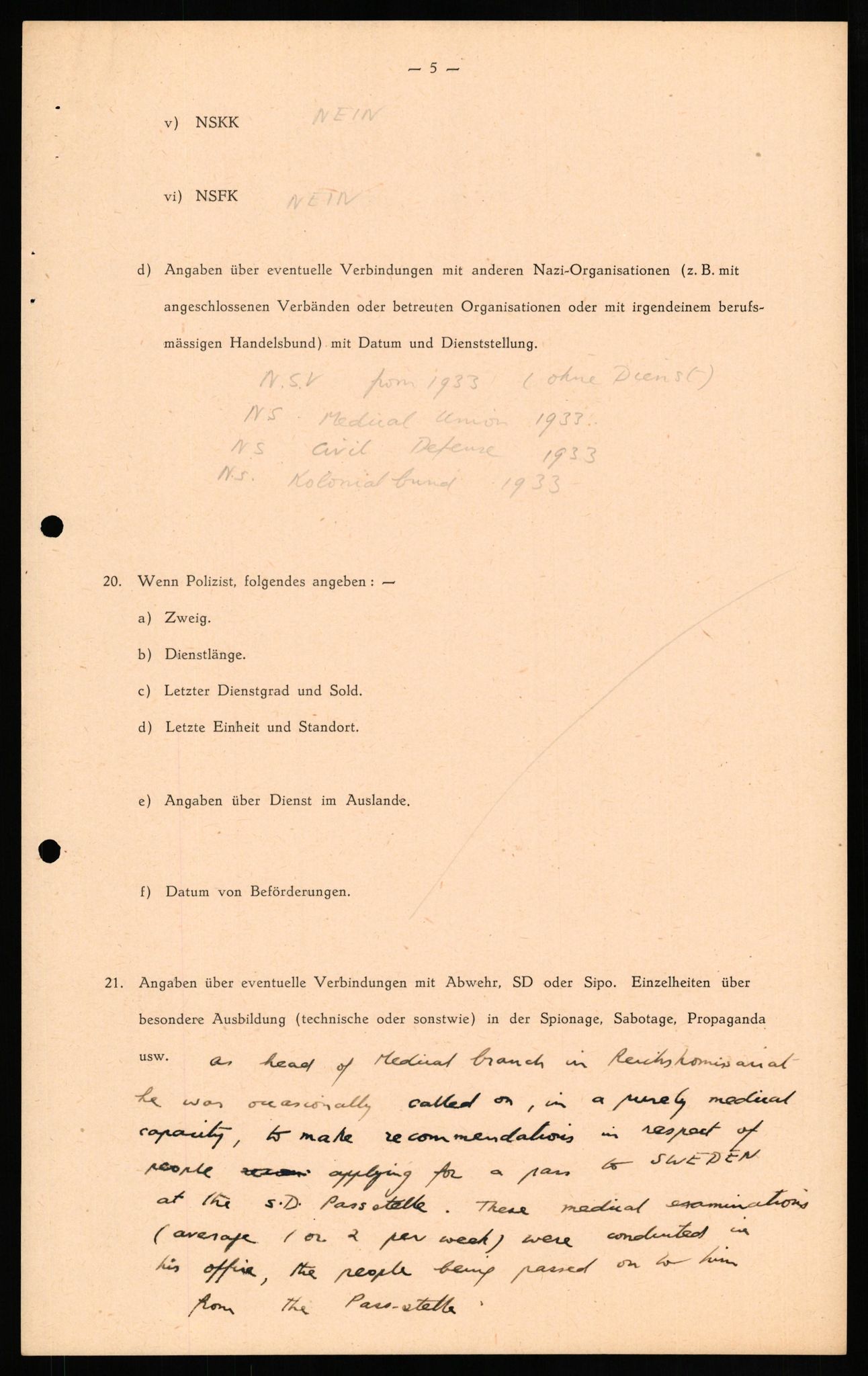 Forsvaret, Forsvarets overkommando II, AV/RA-RAFA-3915/D/Db/L0025: CI Questionaires. Tyske okkupasjonsstyrker i Norge. Tyskere., 1945-1946, p. 362