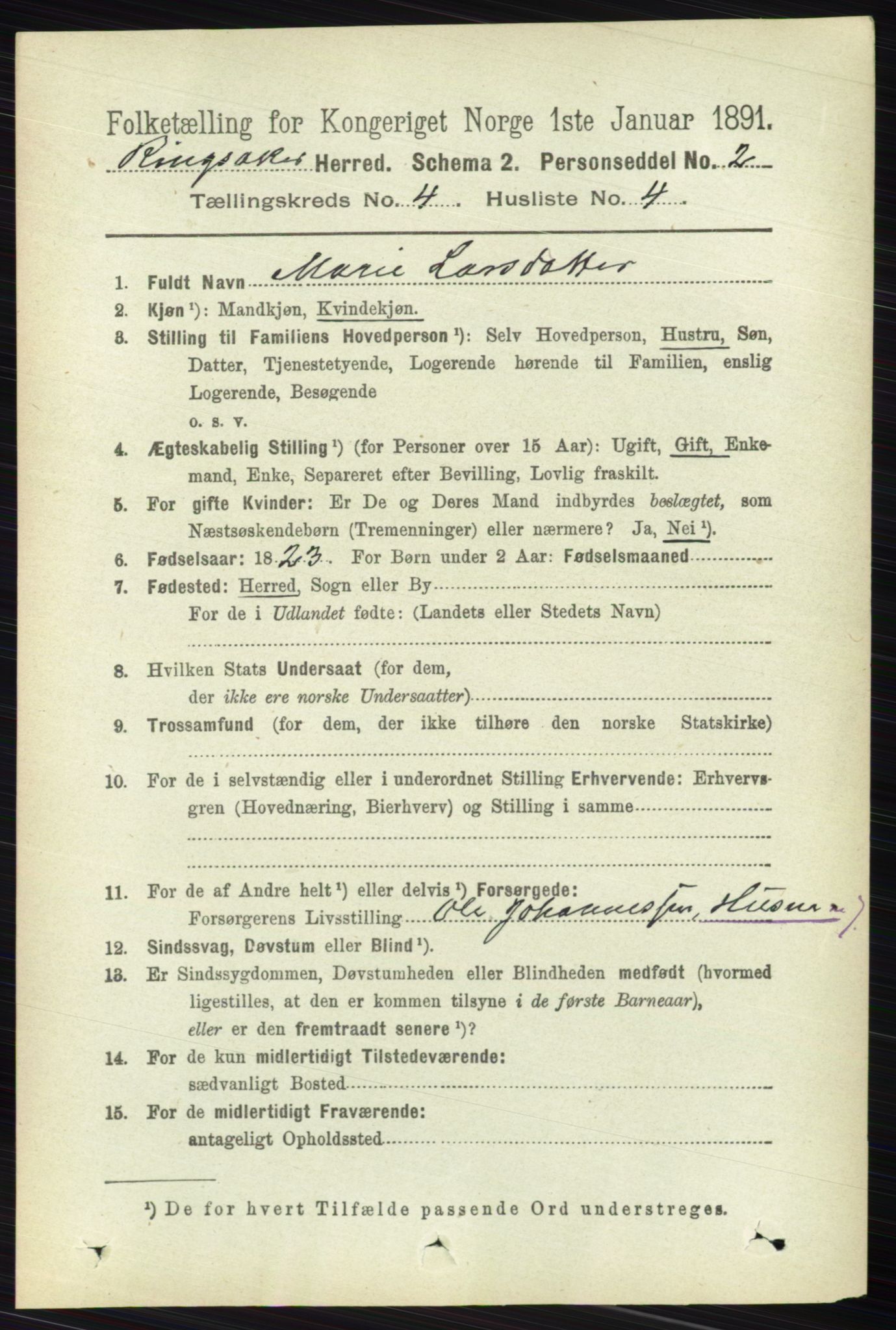 RA, 1891 census for 0412 Ringsaker, 1891, p. 1792