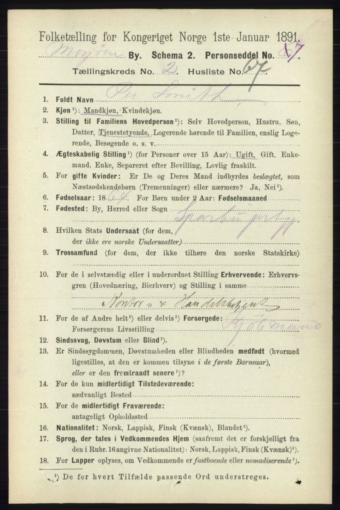 RA, 1891 census for 1802 Mosjøen, 1891, p. 1125