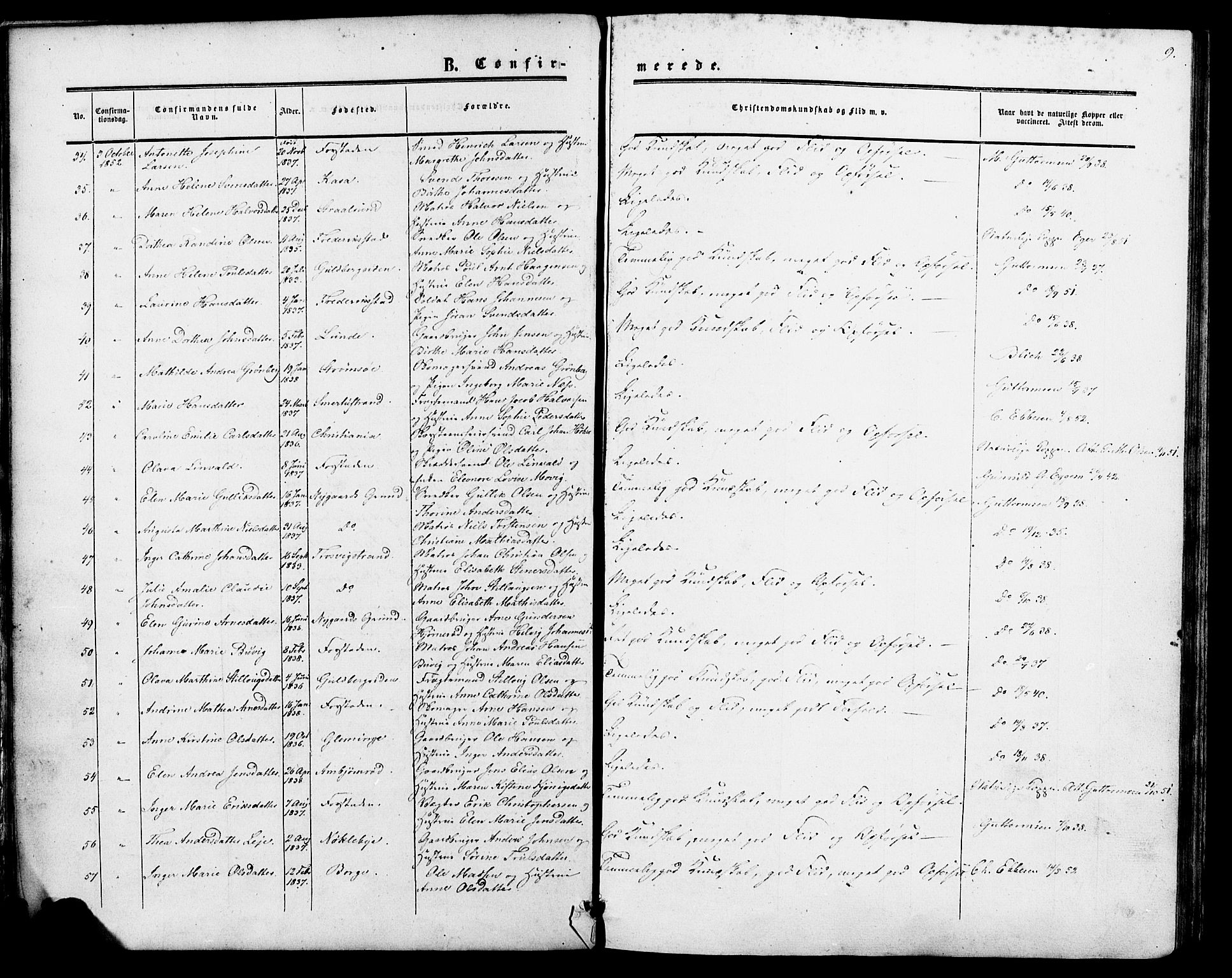 Glemmen prestekontor Kirkebøker, SAO/A-10908/F/Fa/L0006: Parish register (official) no. 6, 1849-1865, p. 9