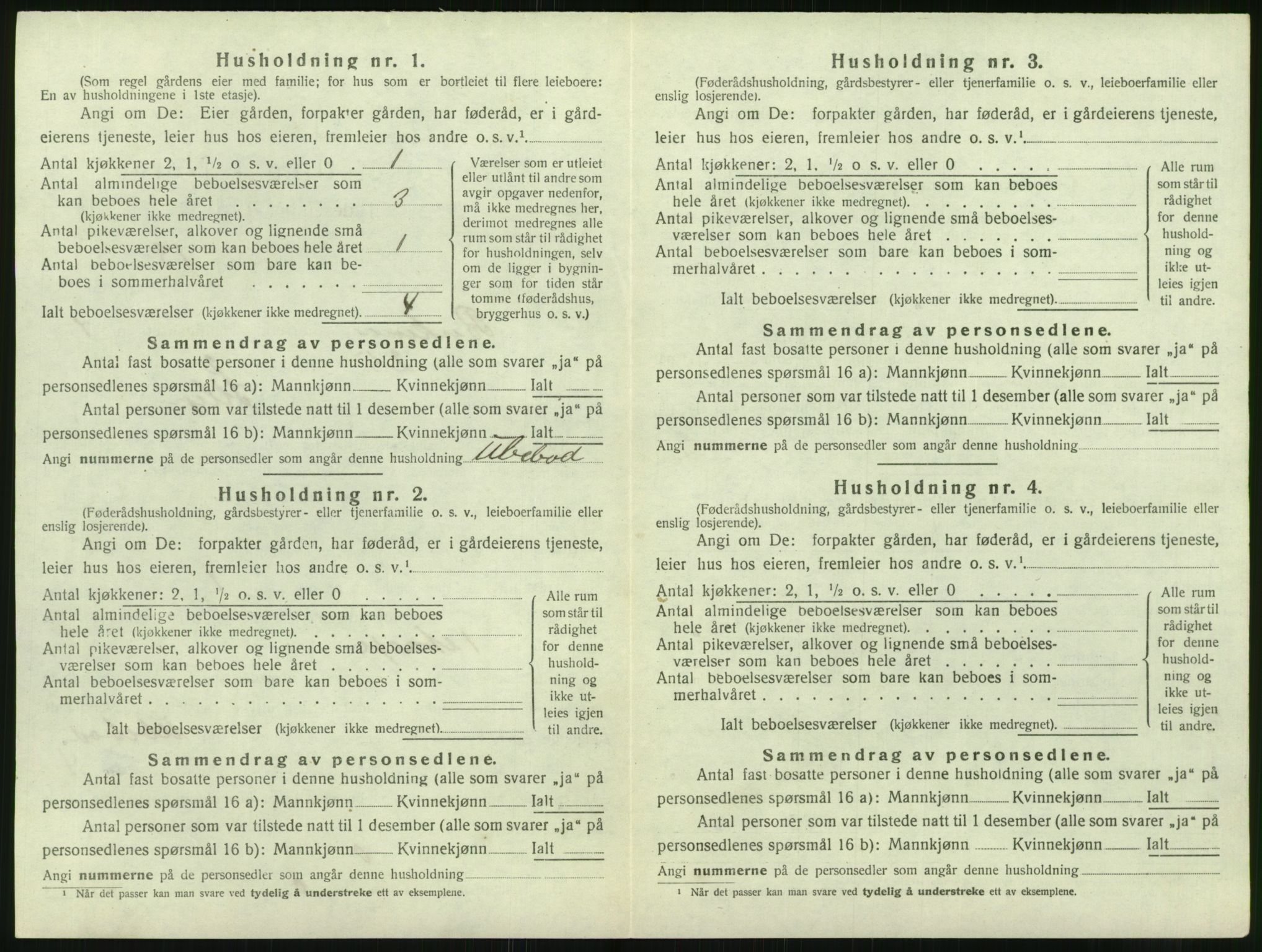 SAK, 1920 census for Birkenes, 1920, p. 652