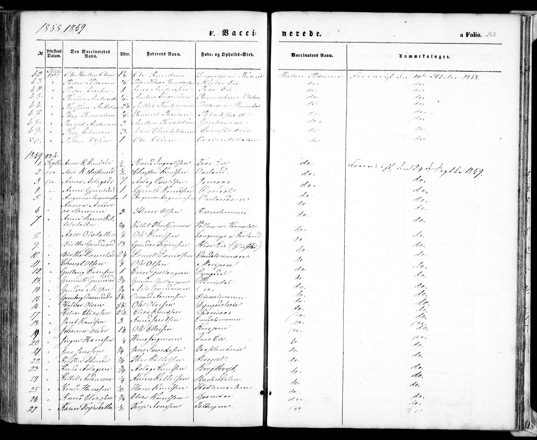 Froland sokneprestkontor, AV/SAK-1111-0013/F/Fa/L0002: Parish register (official) no. A 2, 1845-1863, p. 282