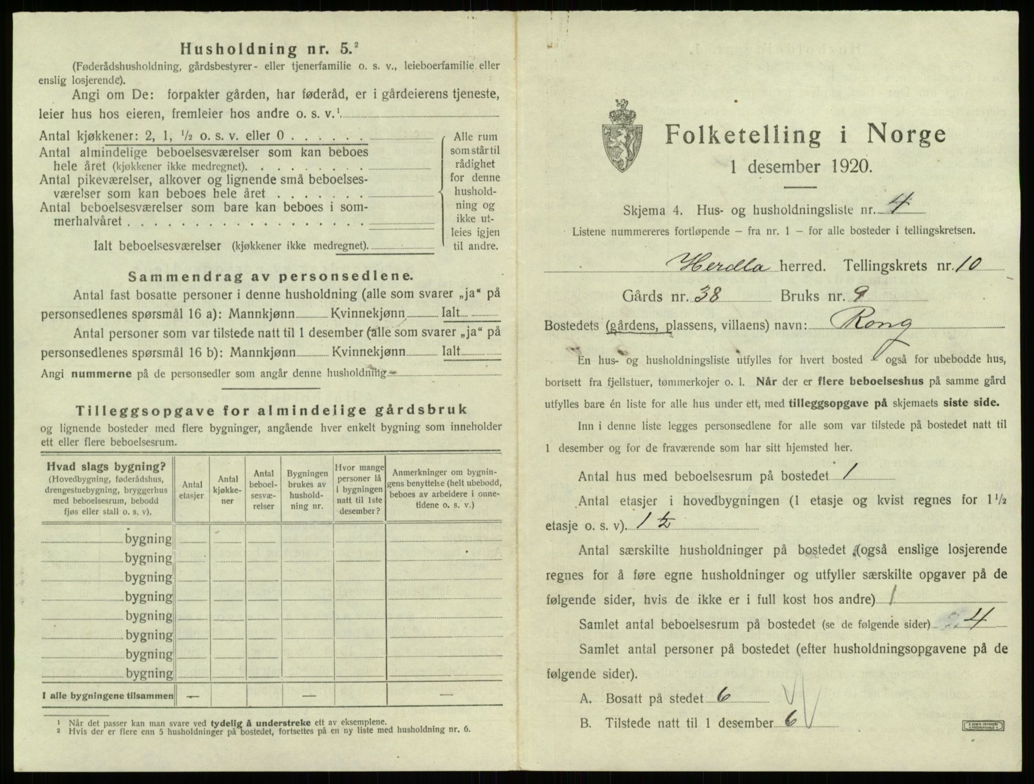 SAB, 1920 census for Herdla, 1920, p. 931