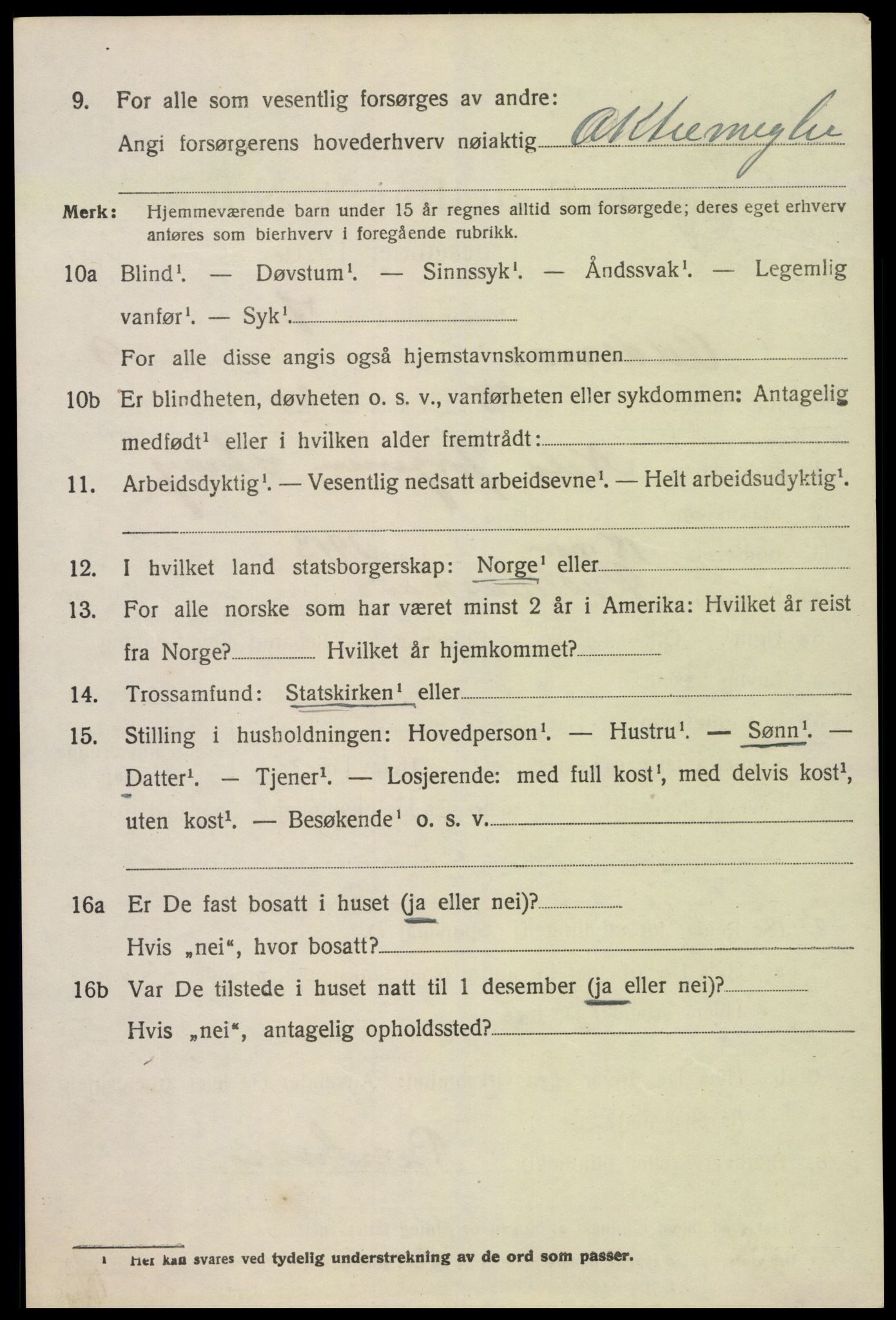 SAK, 1920 census for Oddernes, 1920, p. 6360