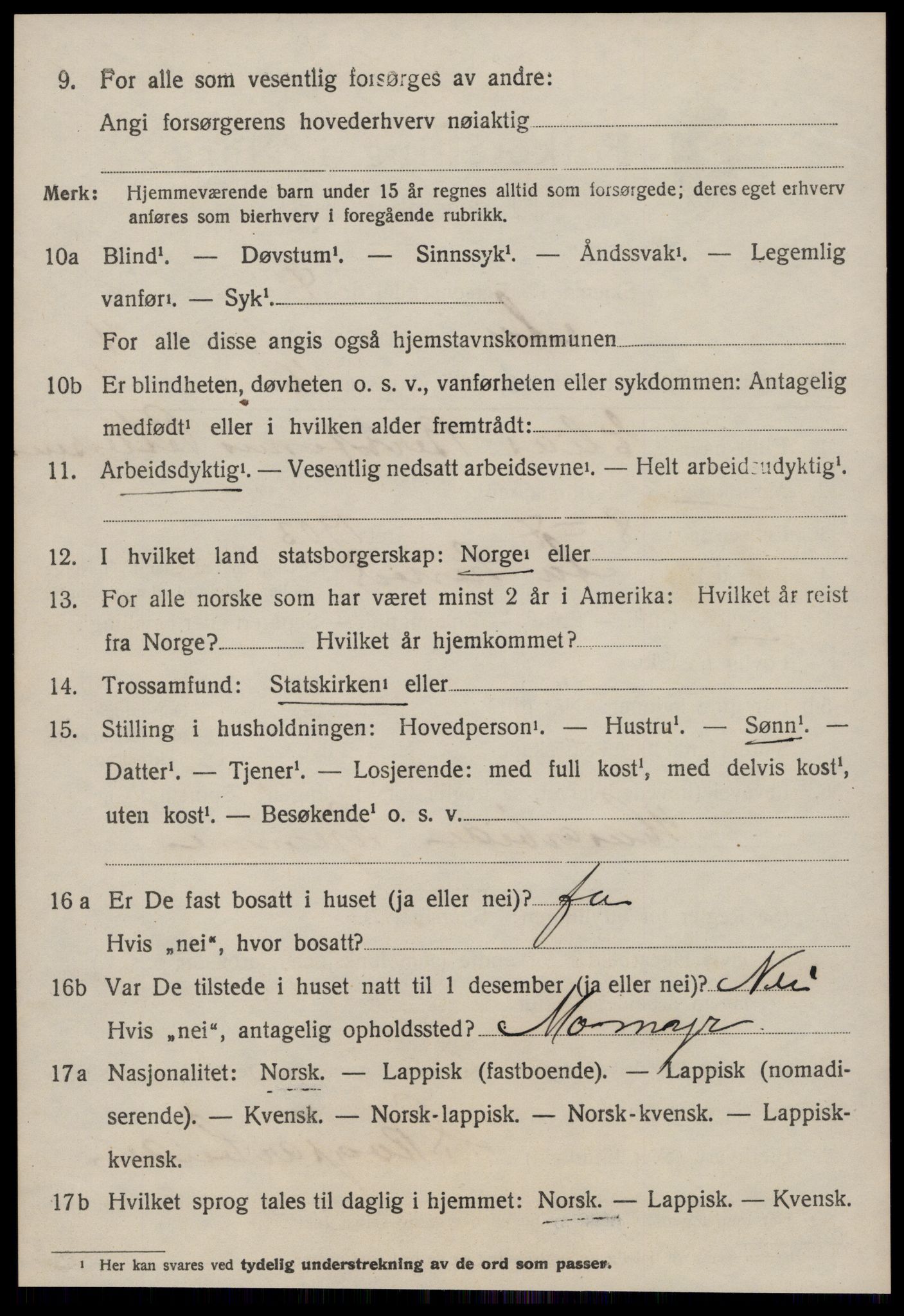 SAT, 1920 census for Å, 1920, p. 2085