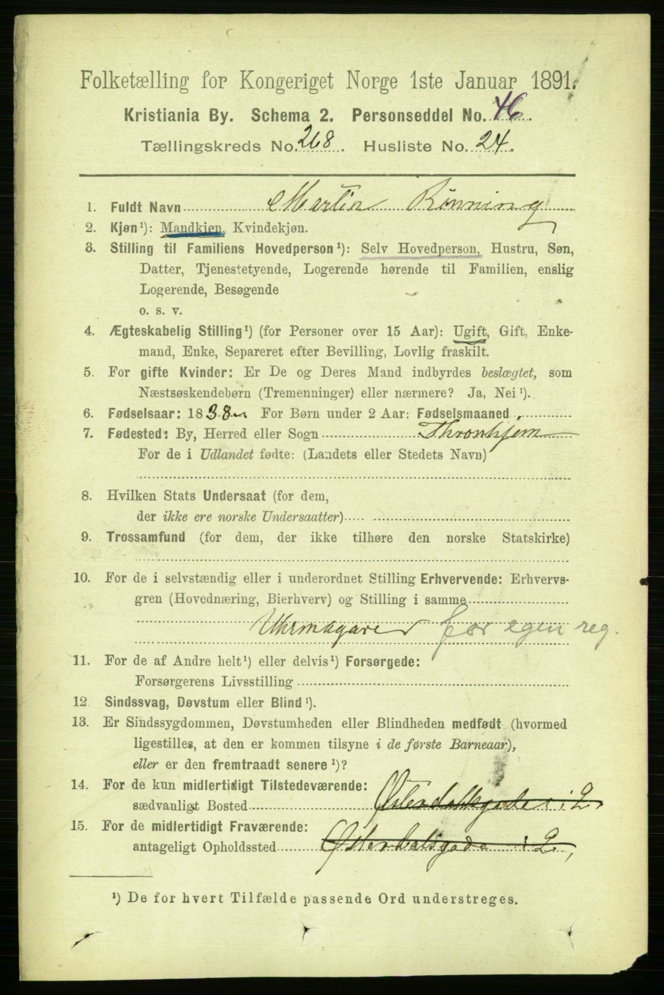 RA, 1891 census for 0301 Kristiania, 1891, p. 162841