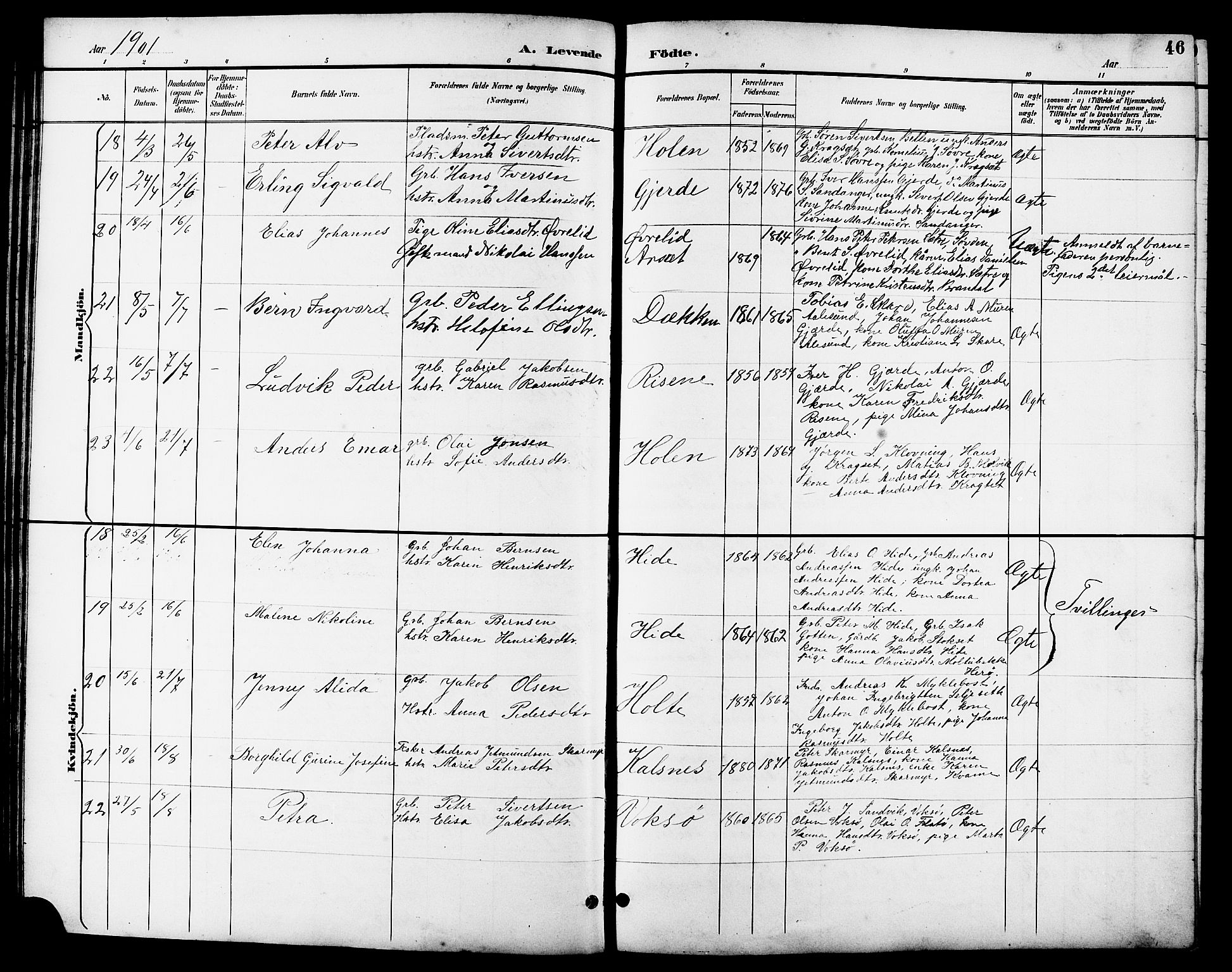 Ministerialprotokoller, klokkerbøker og fødselsregistre - Møre og Romsdal, AV/SAT-A-1454/503/L0049: Parish register (copy) no. 503C04, 1894-1915, p. 46