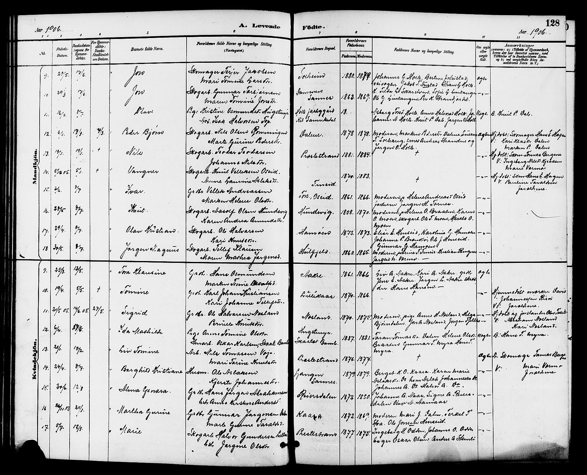 Drangedal kirkebøker, SAKO/A-258/G/Ga/L0003: Parish register (copy) no. I 3, 1887-1906, p. 128