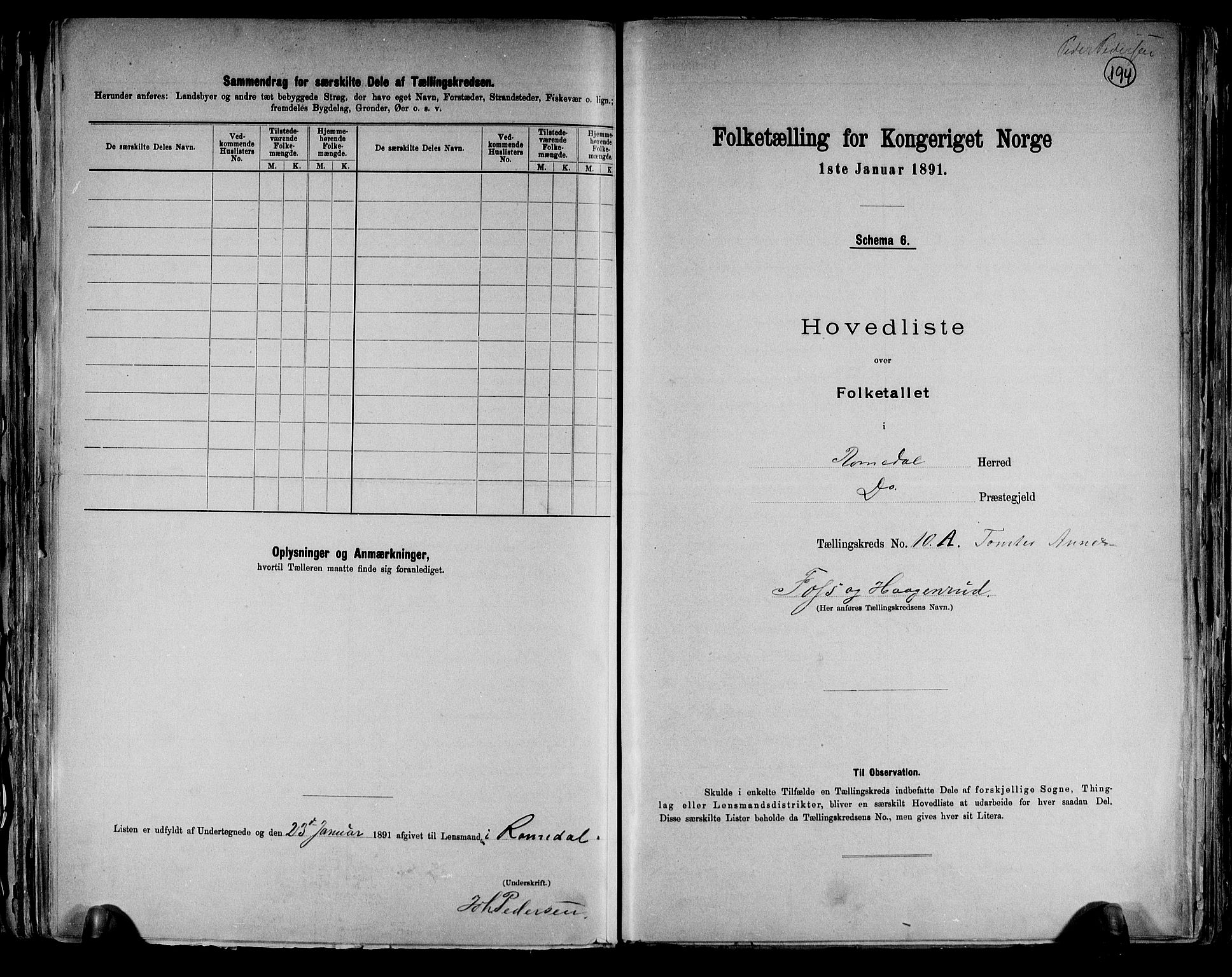 RA, 1891 census for 0416 Romedal, 1891, p. 23