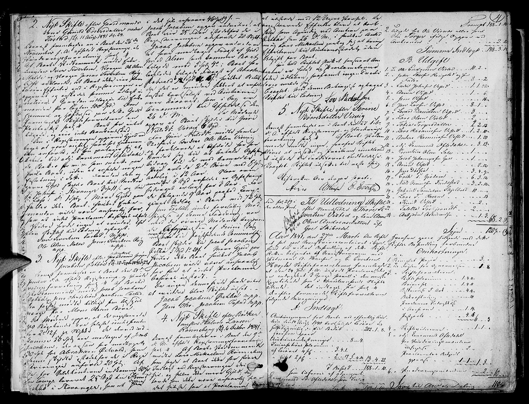 Jæren og Dalane sorenskriveri, AV/SAST-A-100306/5/50BC/L0004: SKIFTEPROTOKOLL JÆREN, 1841-1857, p. 3b-4a