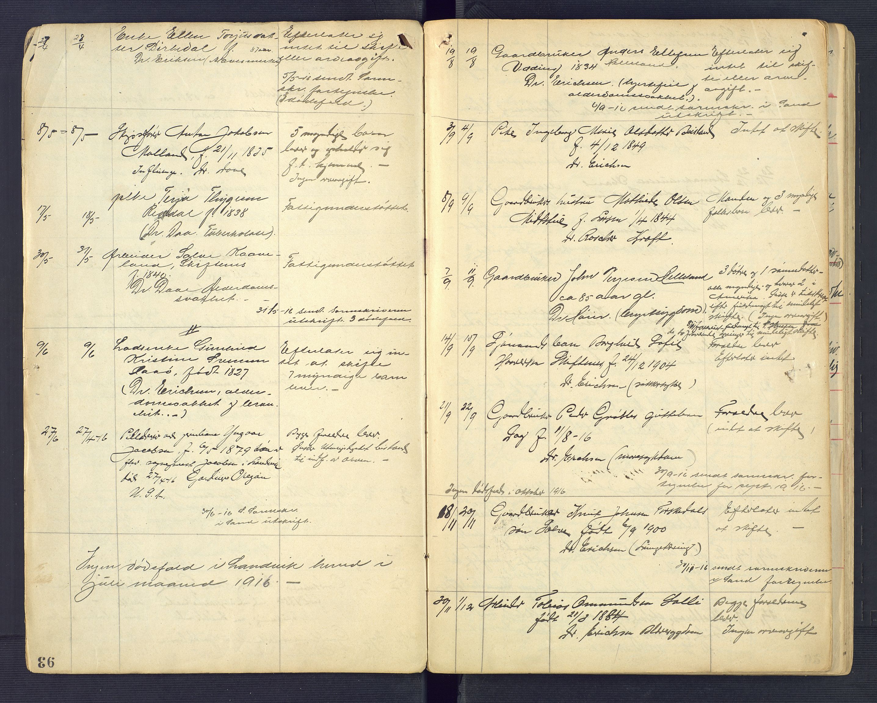 Landvik og Fjære lensmannskontor, AV/SAK-1241-0027/F/Fe/L0002: Anmeldte dødsfall nr 31, 1915-1926