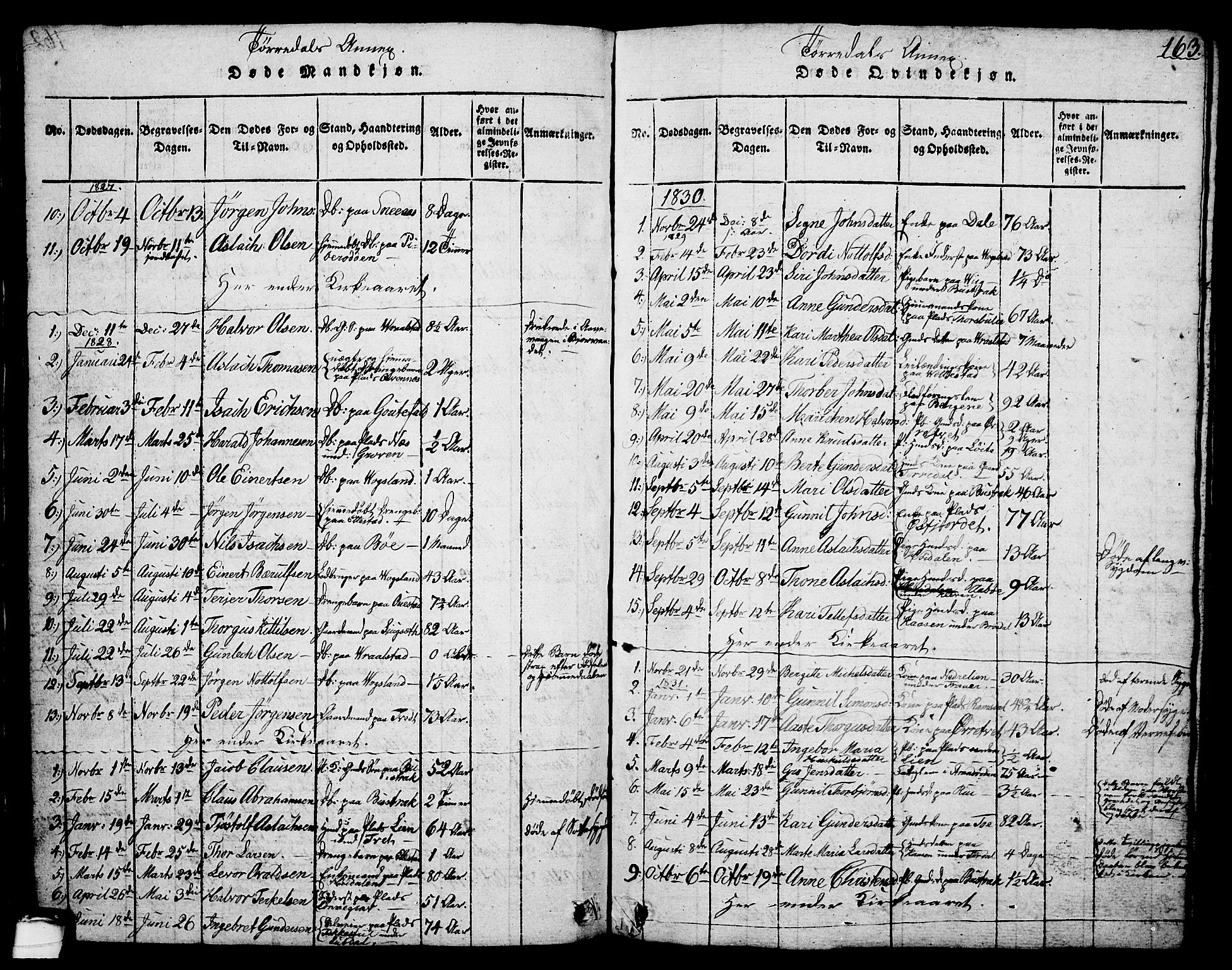Drangedal kirkebøker, SAKO/A-258/G/Ga/L0001: Parish register (copy) no. I 1 /2, 1814-1856, p. 163