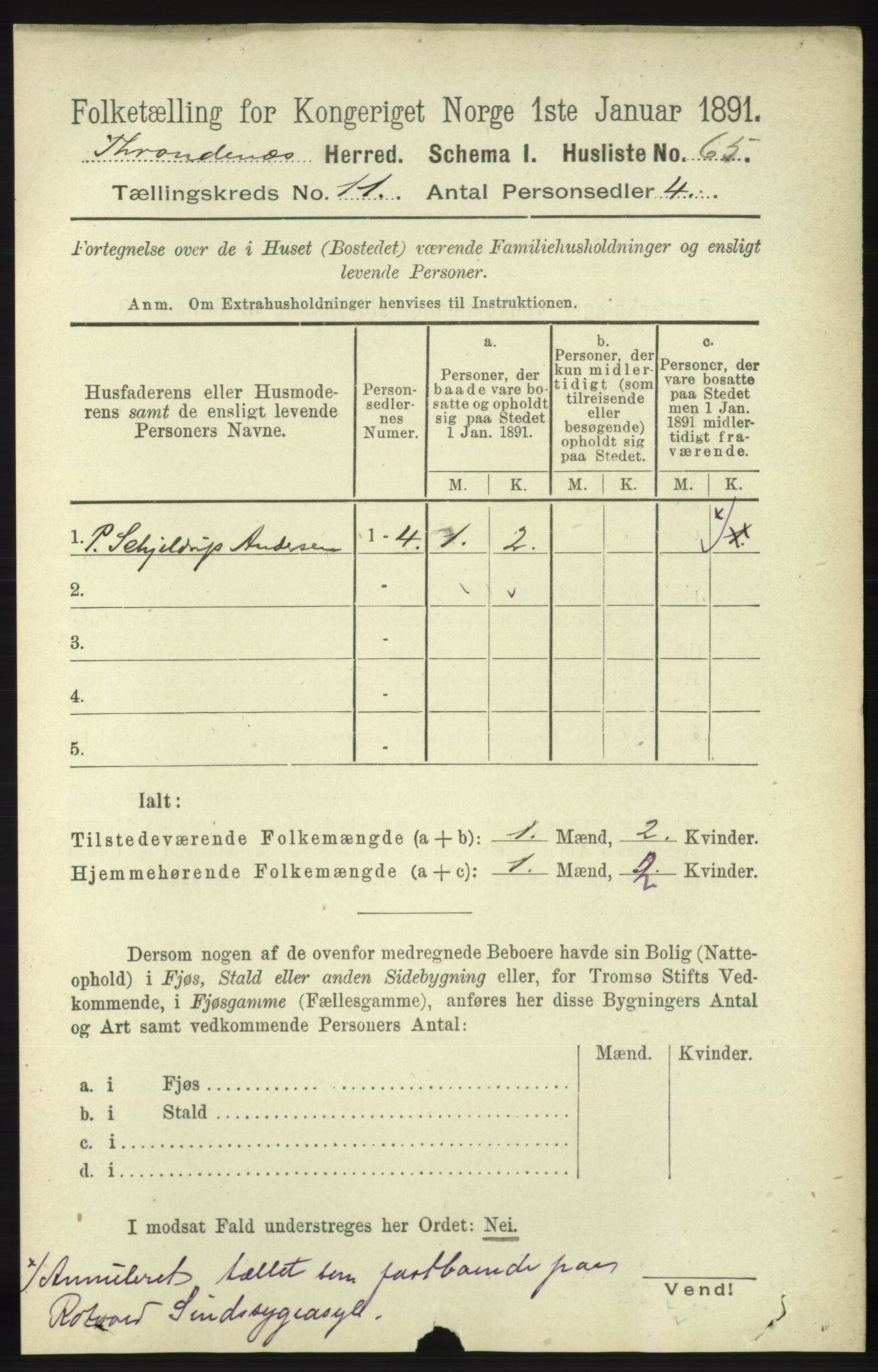 RA, 1891 census for 1914 Trondenes, 1891, p. 7987