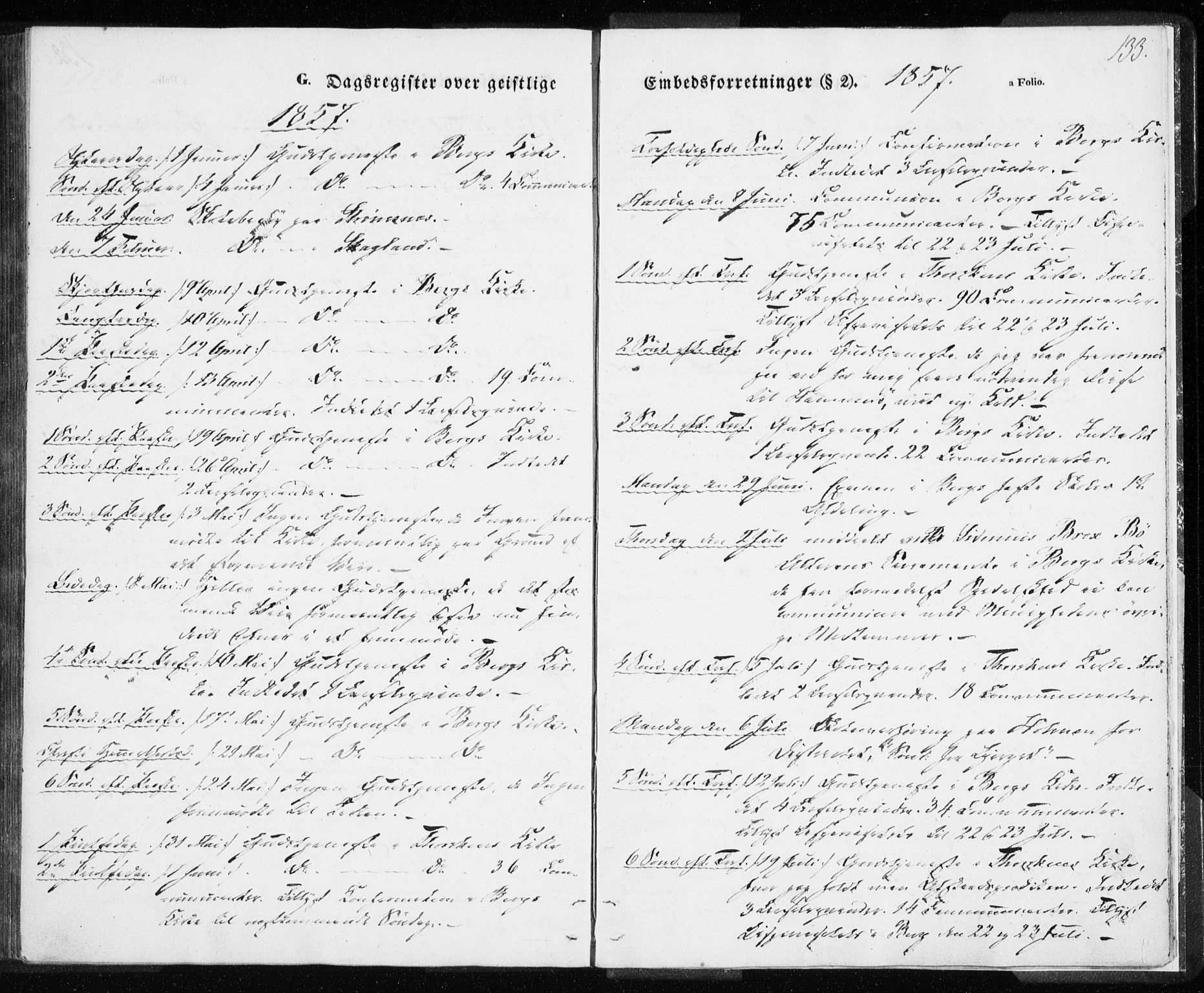 Berg sokneprestkontor, AV/SATØ-S-1318/G/Ga/Gaa/L0001kirke: Parish register (official) no. 1, 1846-1859, p. 133