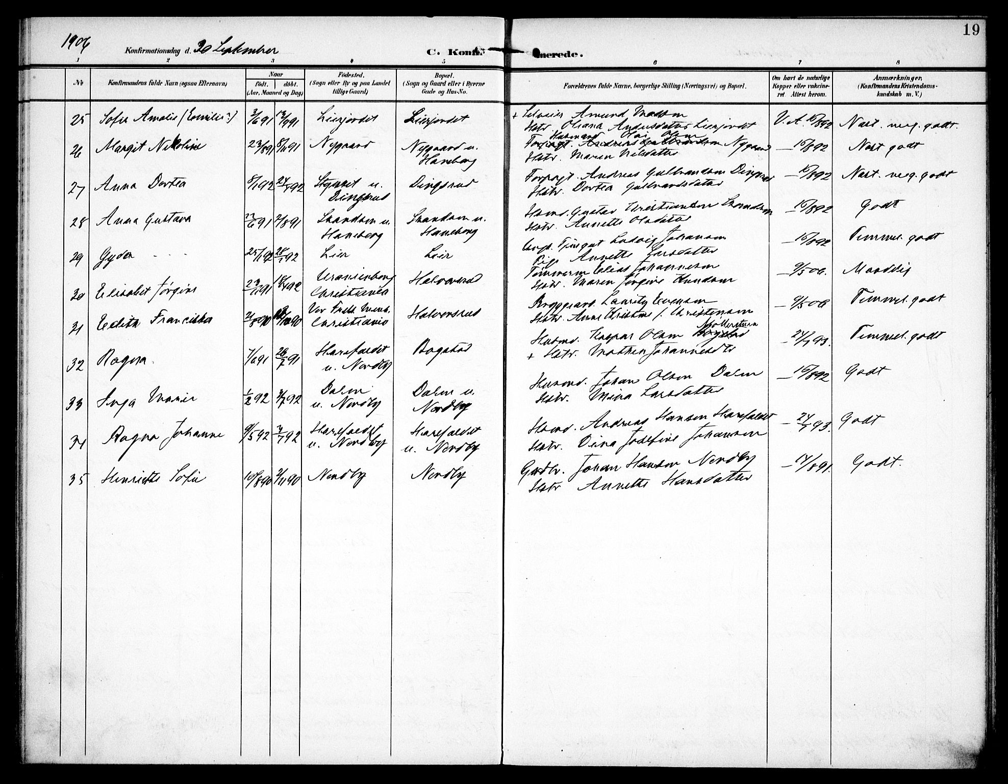 Aurskog prestekontor Kirkebøker, SAO/A-10304a/F/Fa/L0012: Parish register (official) no. I 12, 1902-1915, p. 19