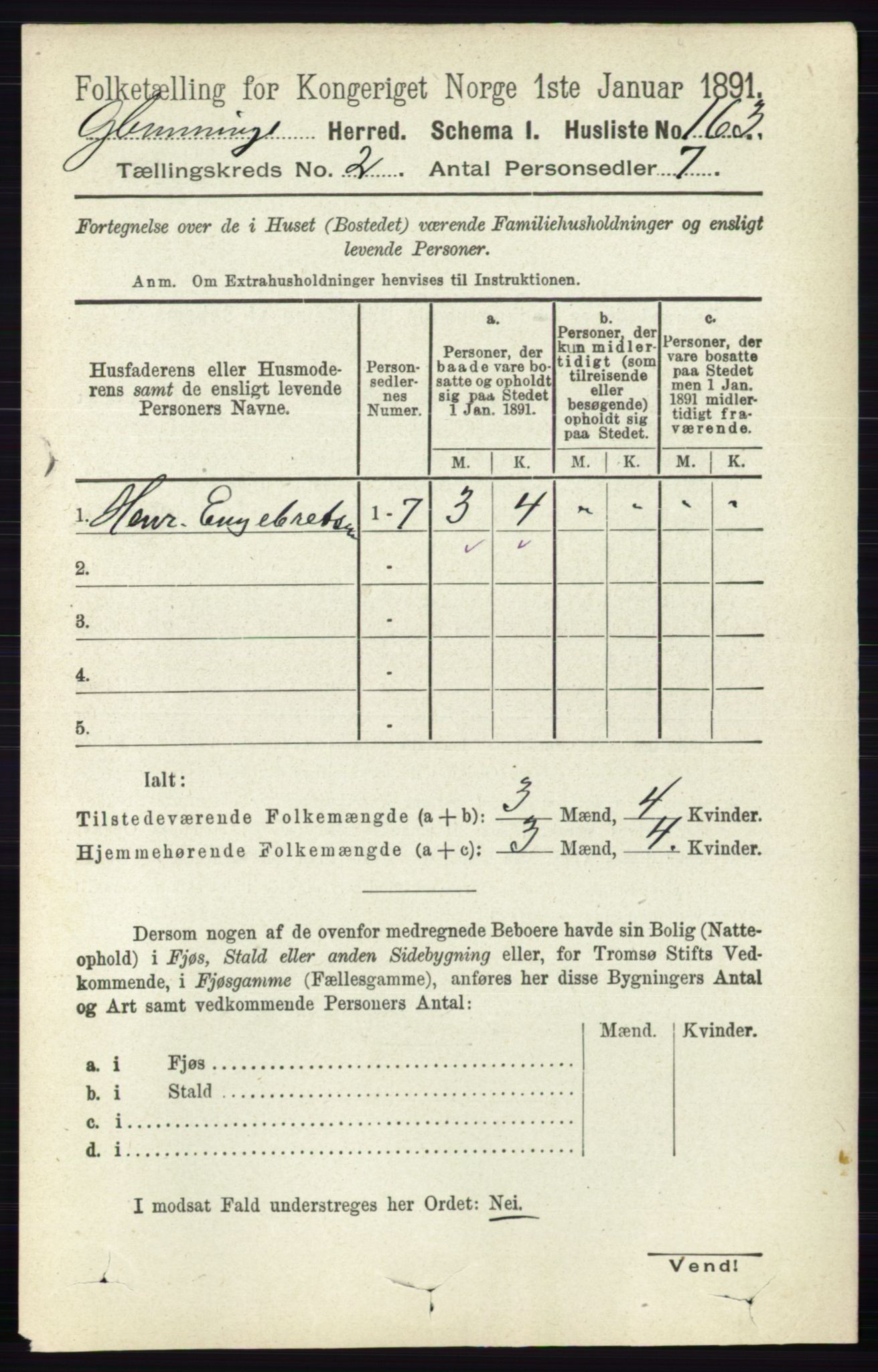 RA, 1891 census for 0132 Glemmen, 1891, p. 581