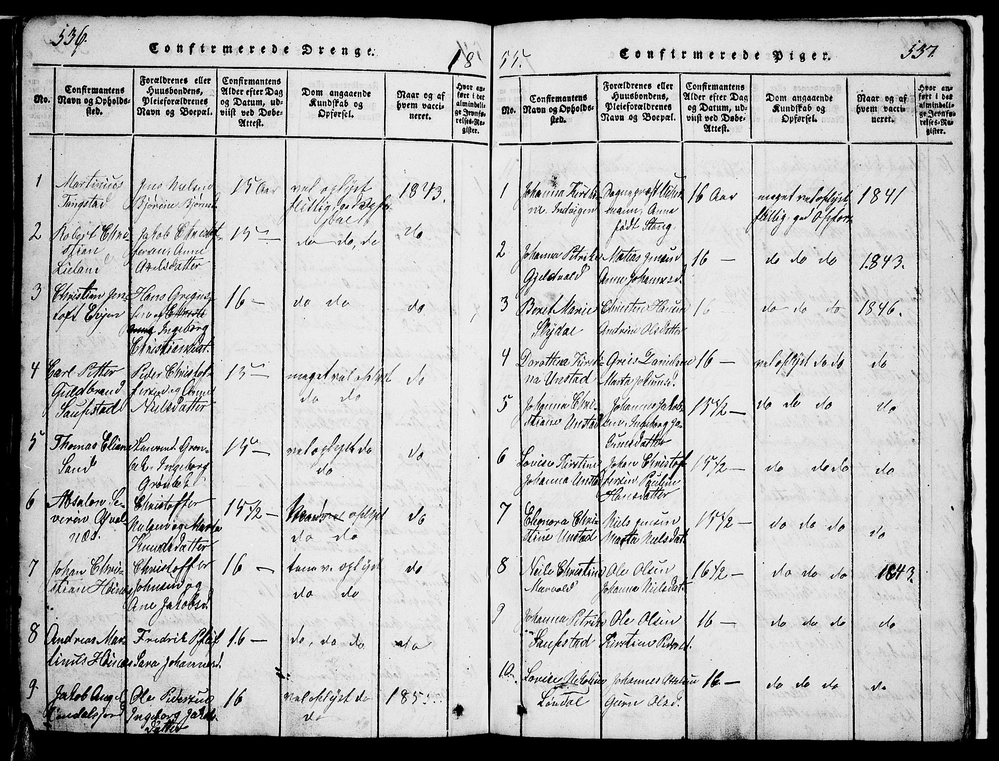 Ministerialprotokoller, klokkerbøker og fødselsregistre - Nordland, AV/SAT-A-1459/880/L1139: Parish register (copy) no. 880C01, 1836-1857, p. 536-537