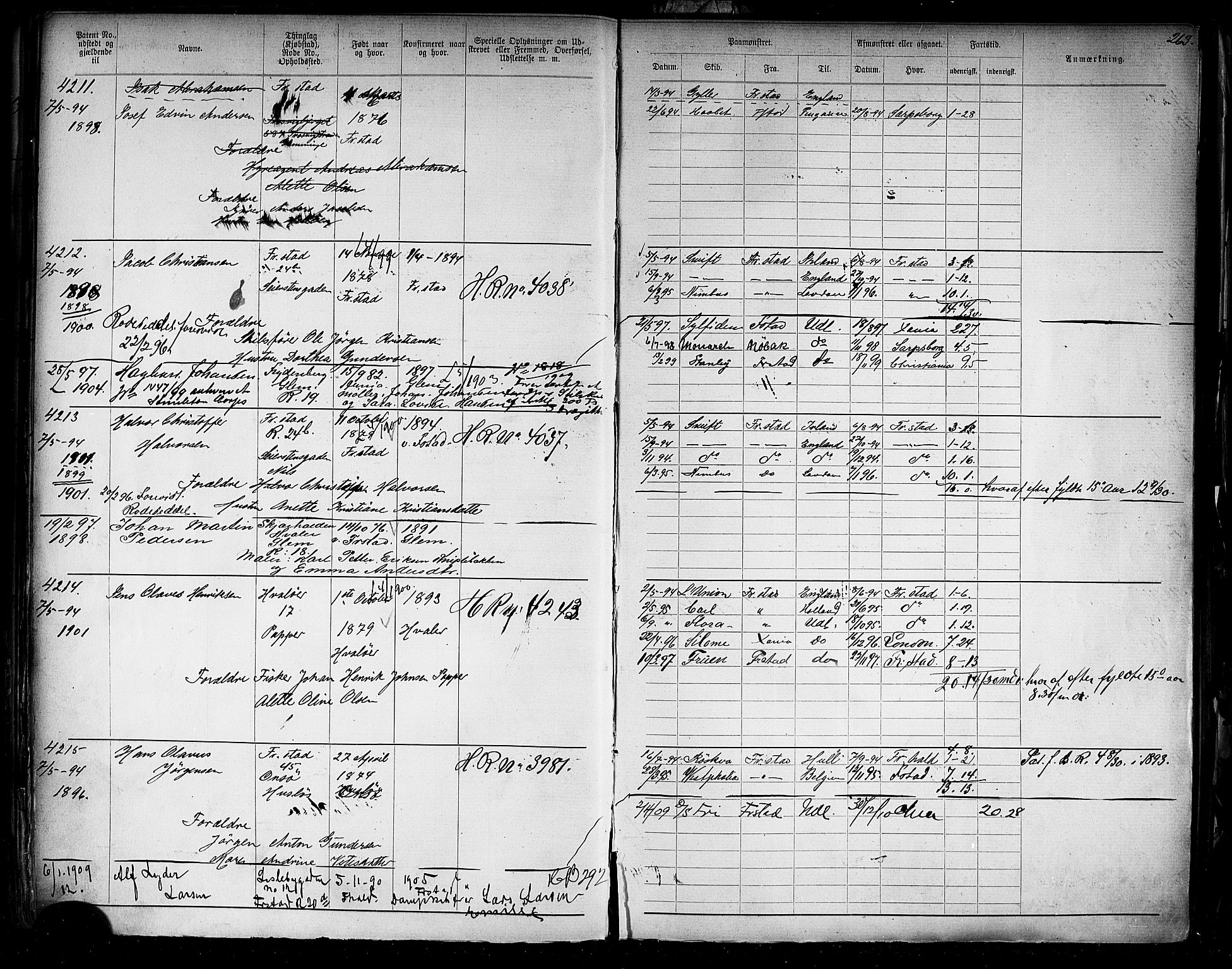 Fredrikstad mønstringskontor, AV/SAO-A-10569b/F/Fc/Fca/L0008: Annotasjonsrulle, 1898-1916, p. 45