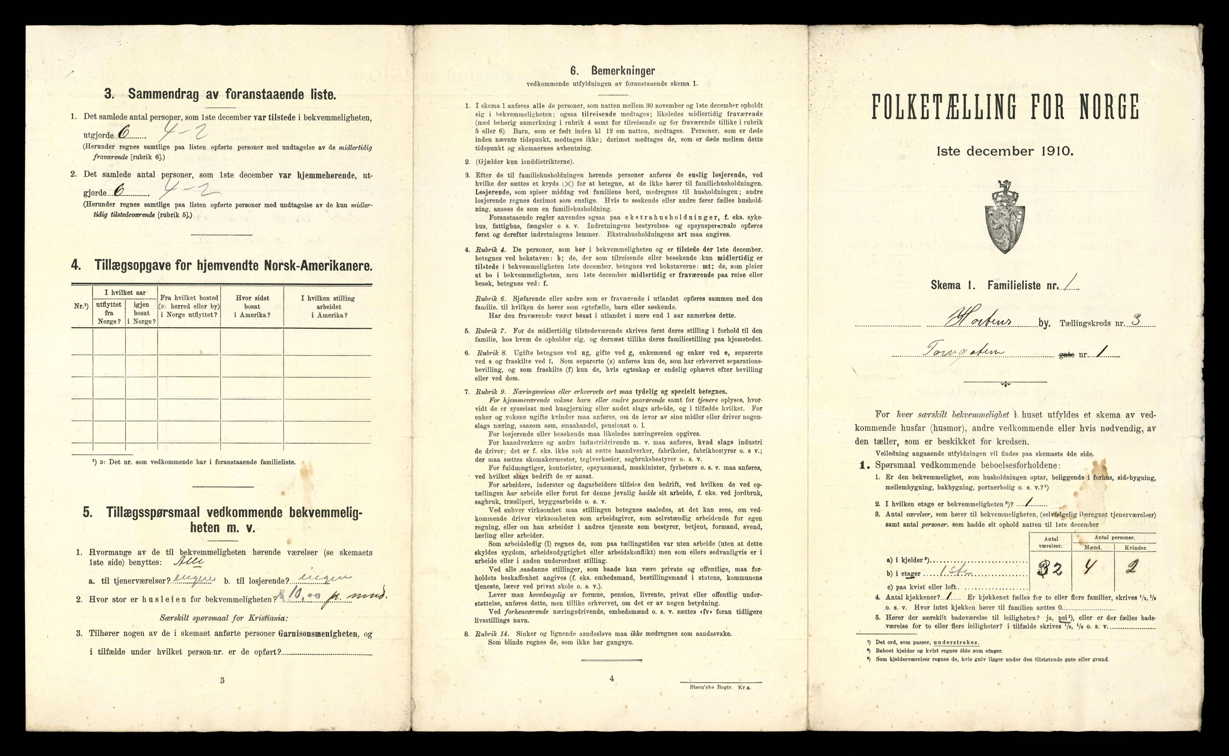 RA, 1910 census for Horten, 1910, p. 3092