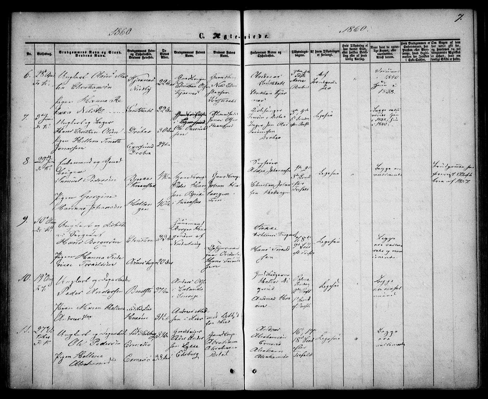 Drøbak prestekontor Kirkebøker, SAO/A-10142a/F/Fa/L0002: Parish register (official) no. I 2, 1858-1870, p. 7
