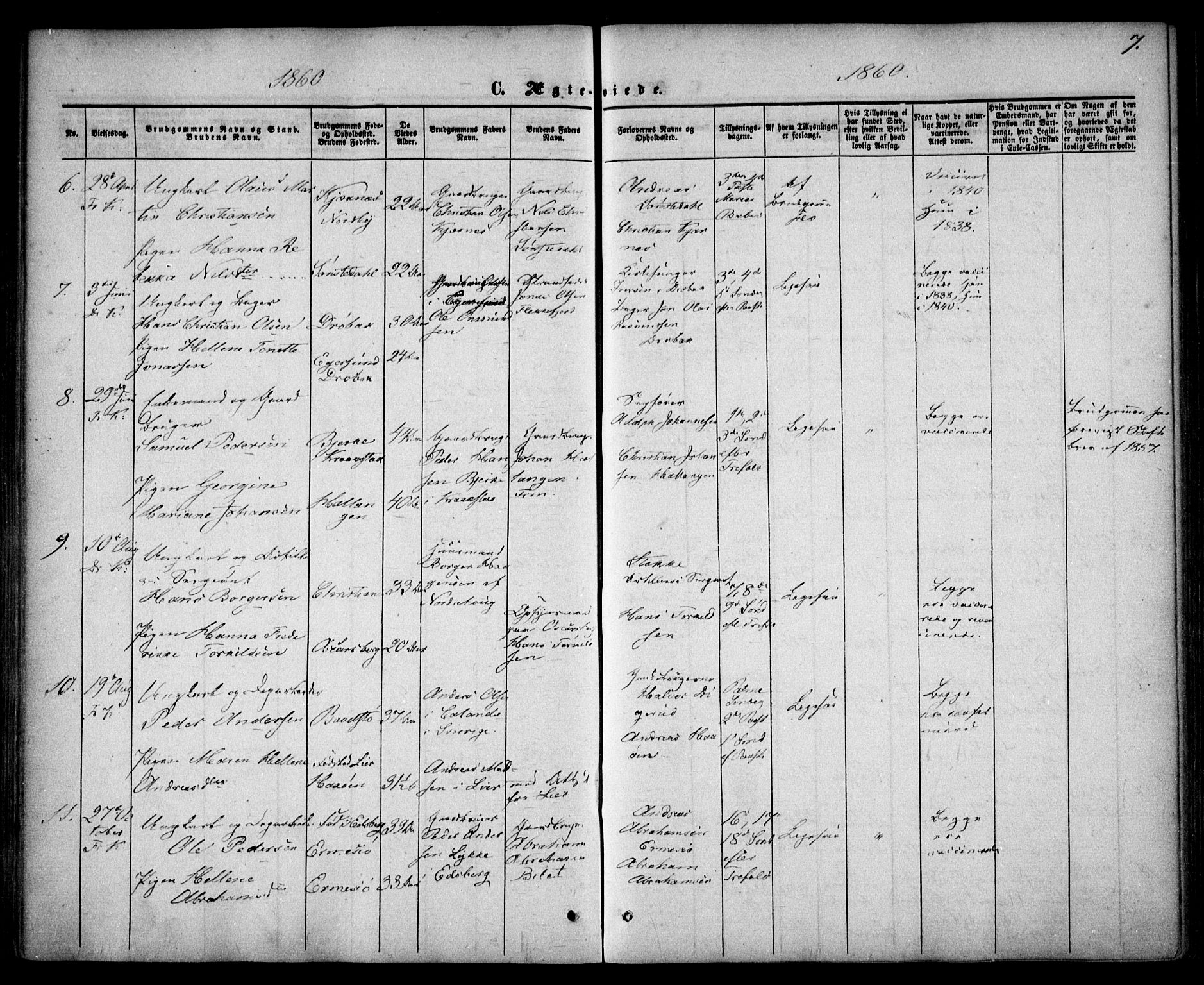 Drøbak prestekontor Kirkebøker, AV/SAO-A-10142a/F/Fa/L0002: Parish register (official) no. I 2, 1858-1870, p. 7