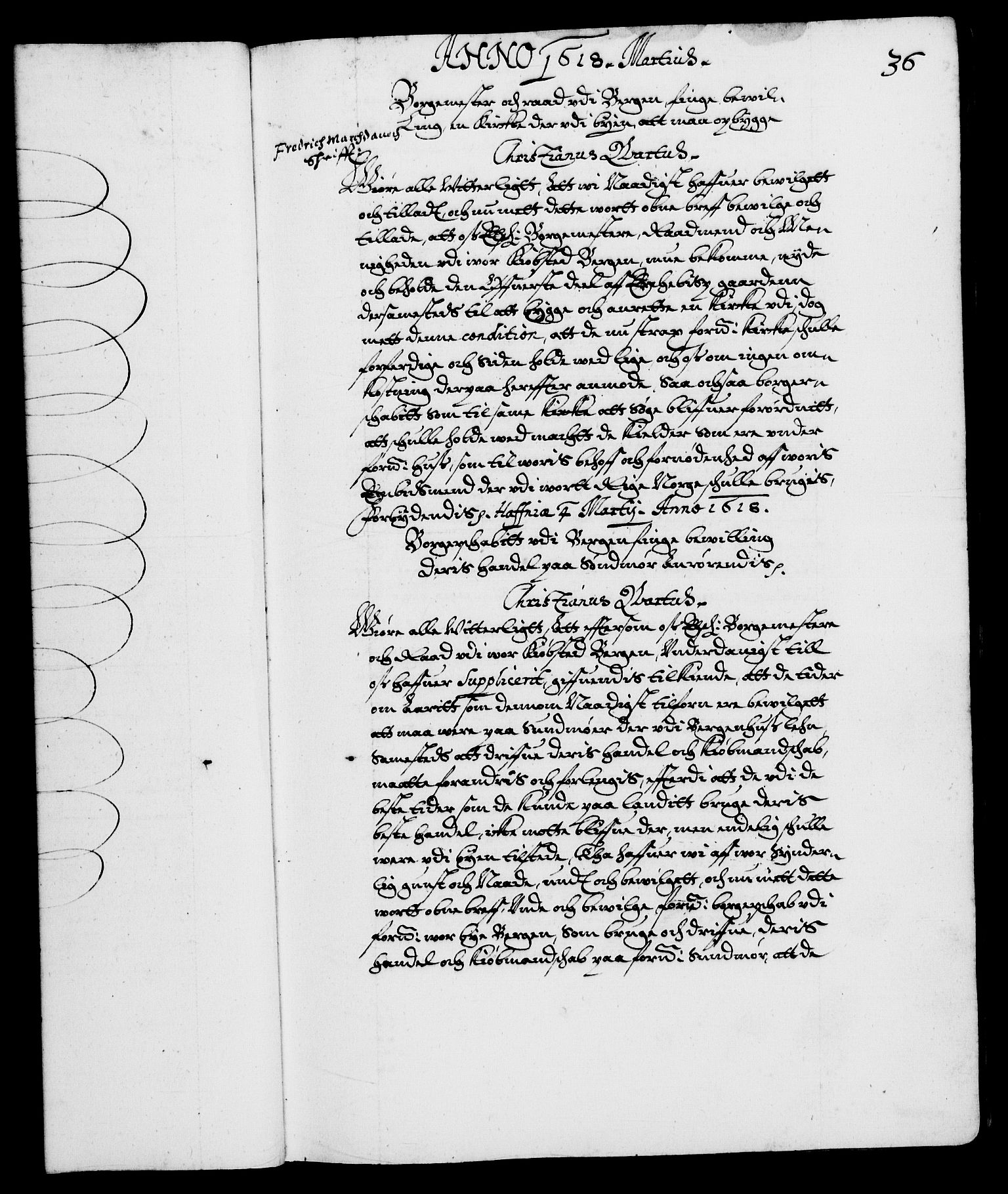 Danske Kanselli 1572-1799, RA/EA-3023/F/Fc/Fca/Fcaa/L0004: Norske registre (mikrofilm), 1617-1630, p. 36a