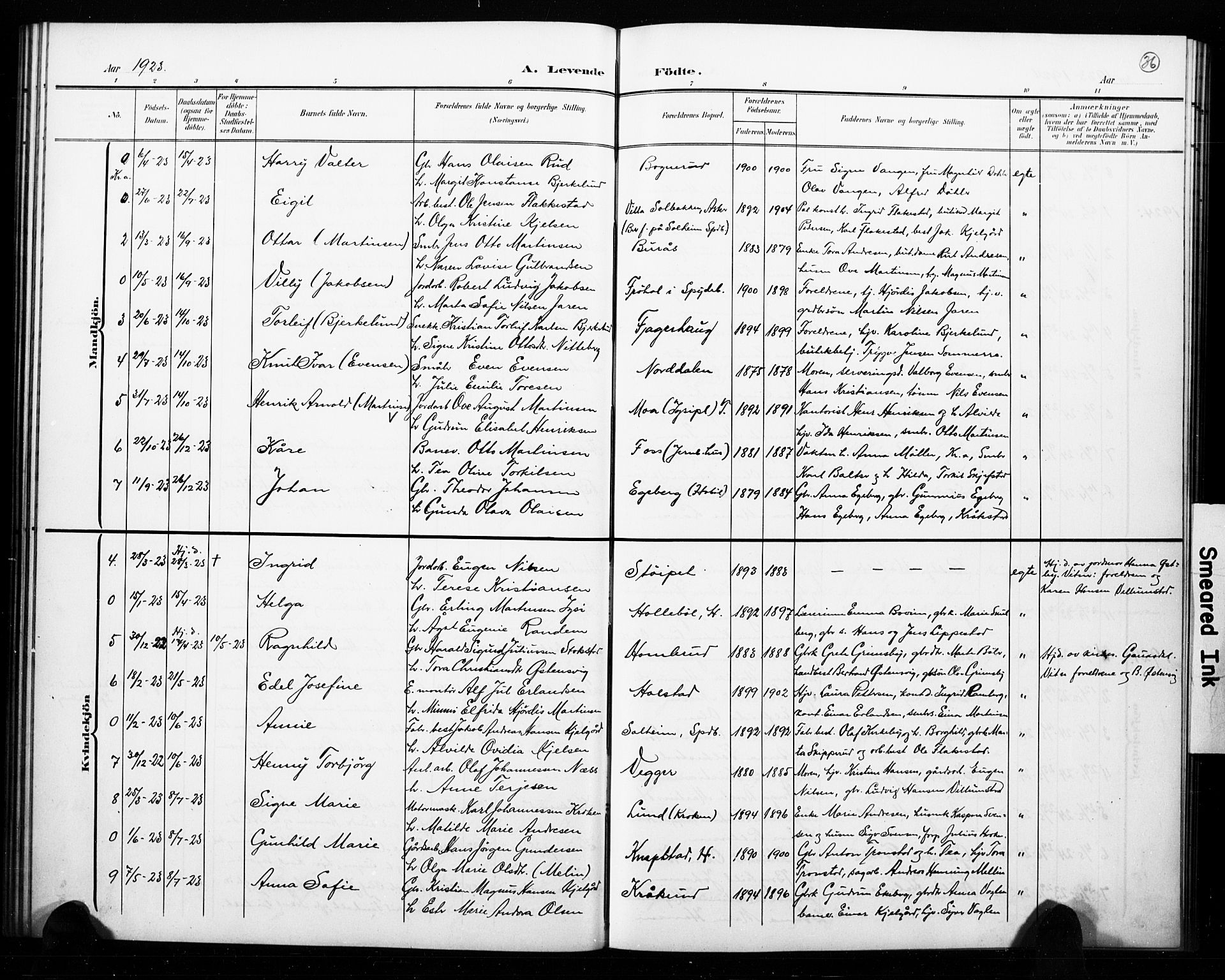 Hobøl prestekontor Kirkebøker, AV/SAO-A-2002/G/Ga/L0001: Parish register (copy) no. I 1, 1905-1927, p. 36