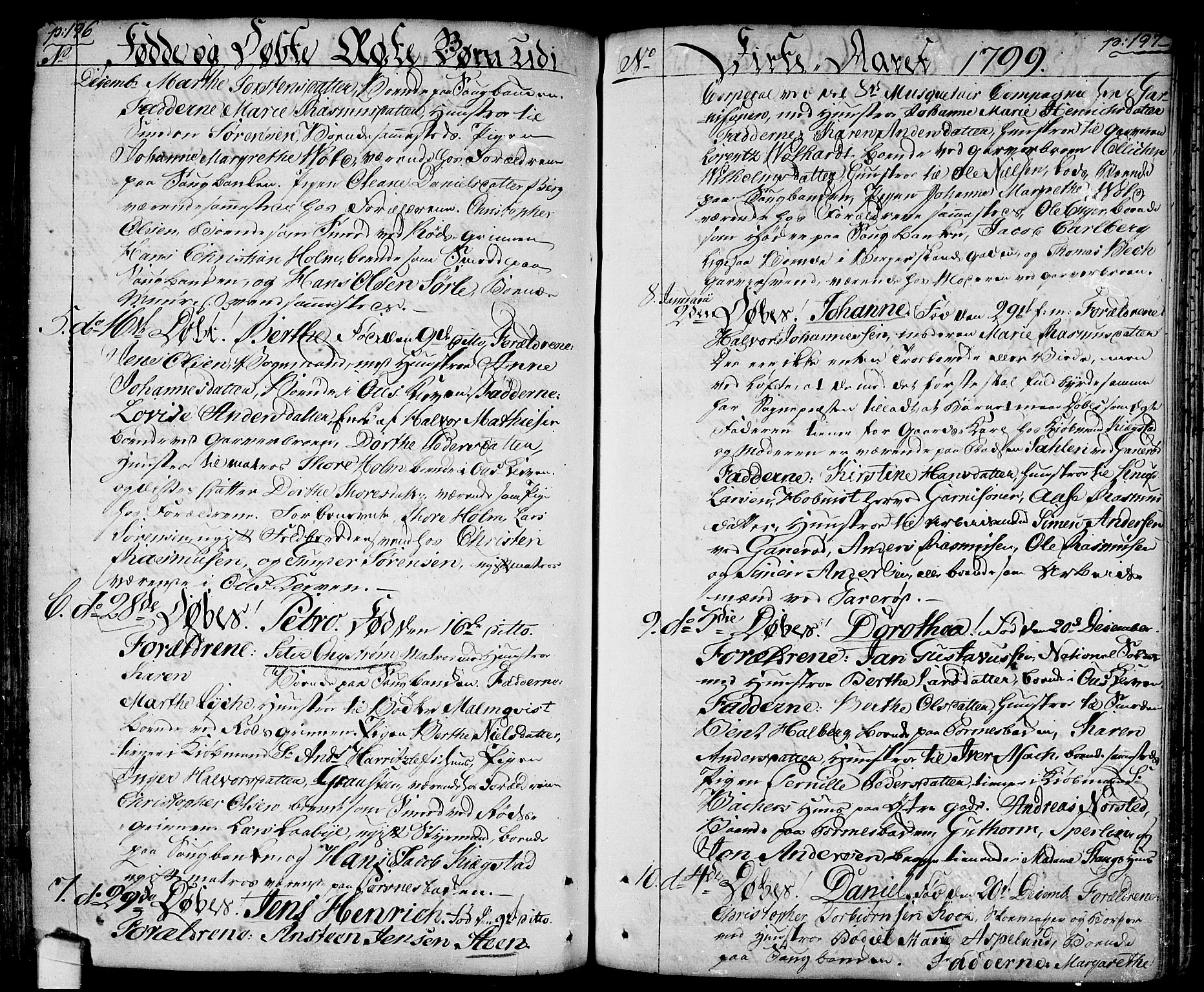 Halden prestekontor Kirkebøker, SAO/A-10909/F/Fa/L0002: Parish register (official) no. I 2, 1792-1812, p. 196-197