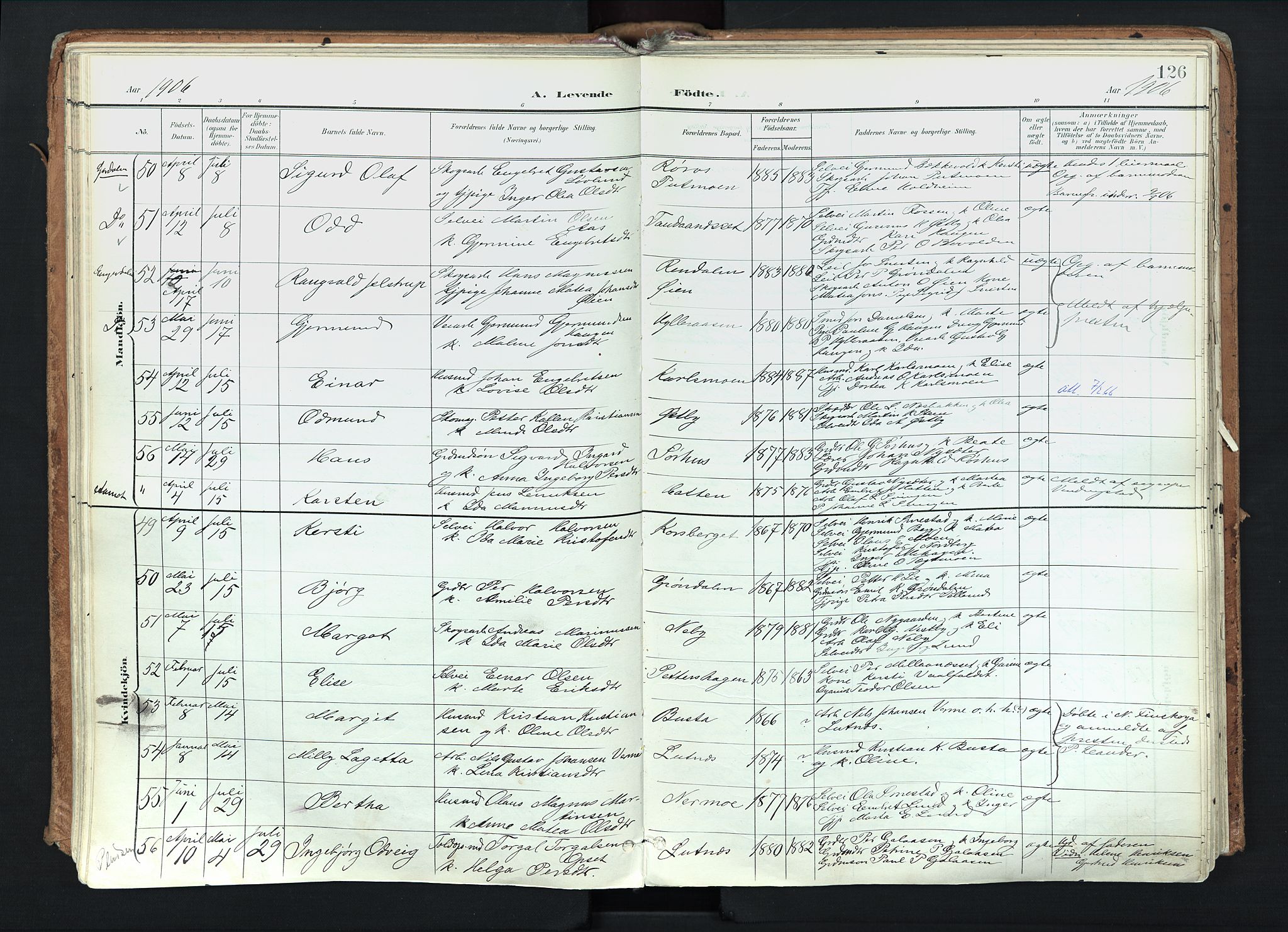 Trysil prestekontor, AV/SAH-PREST-046/H/Ha/Haa/L0012: Parish register (official) no. 12, 1898-1917, p. 126