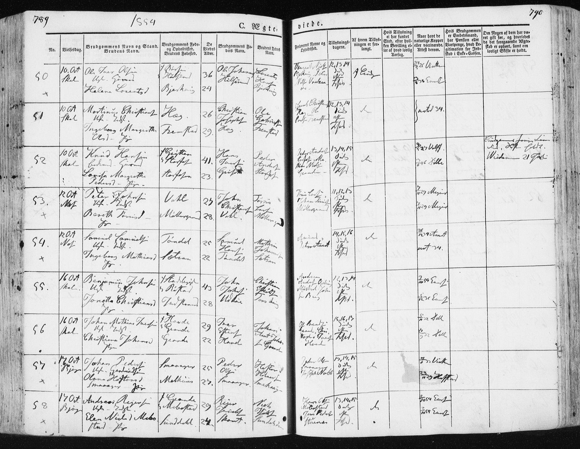 Ministerialprotokoller, klokkerbøker og fødselsregistre - Sør-Trøndelag, AV/SAT-A-1456/659/L0736: Parish register (official) no. 659A06, 1842-1856, p. 789-790